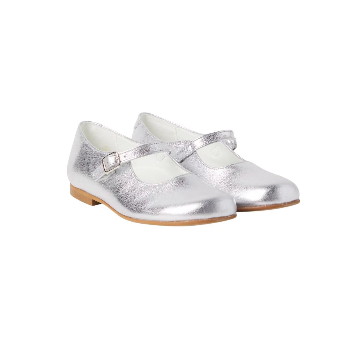 Leather Mary Jane Shoes | Silver