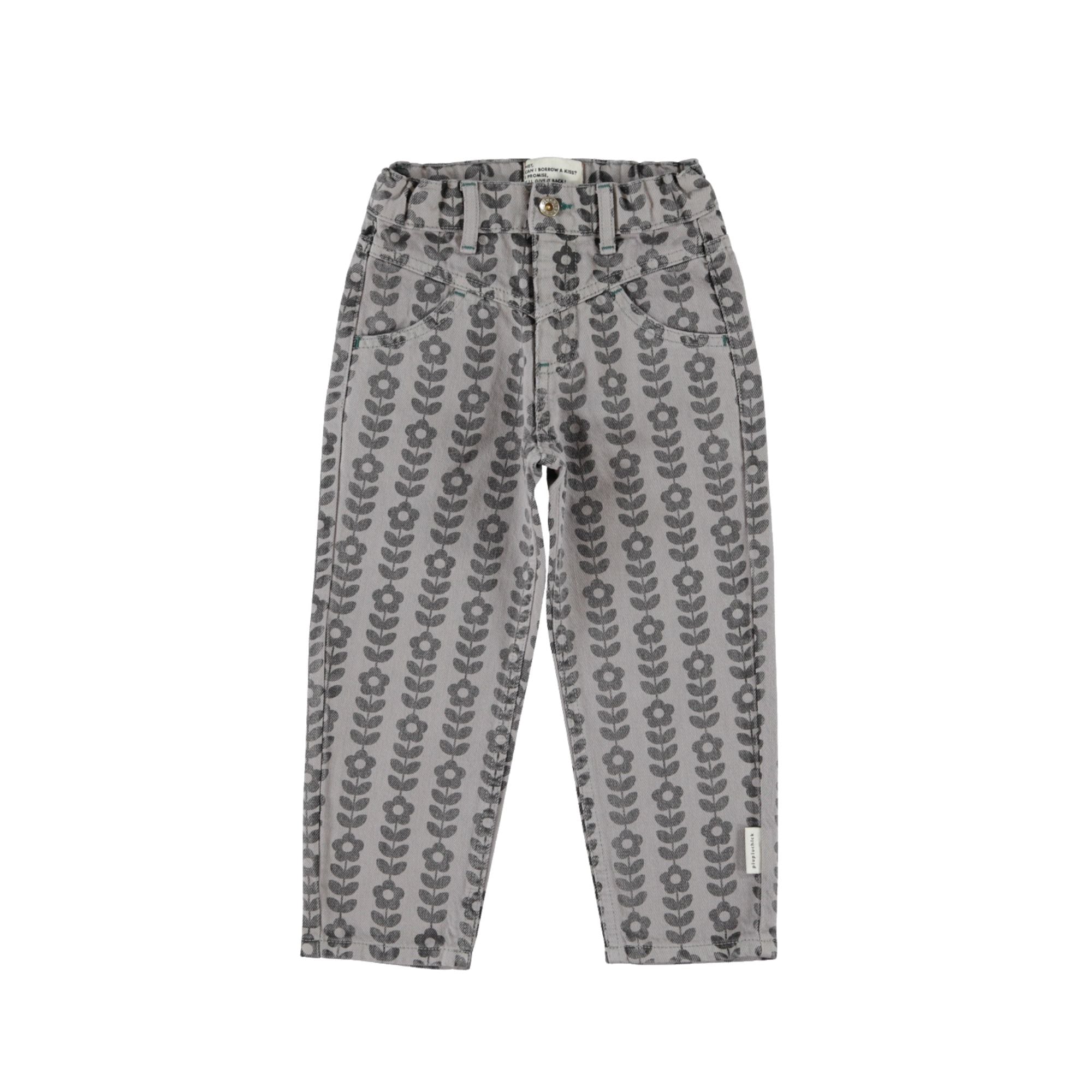 Trousers | Grey with Flowers