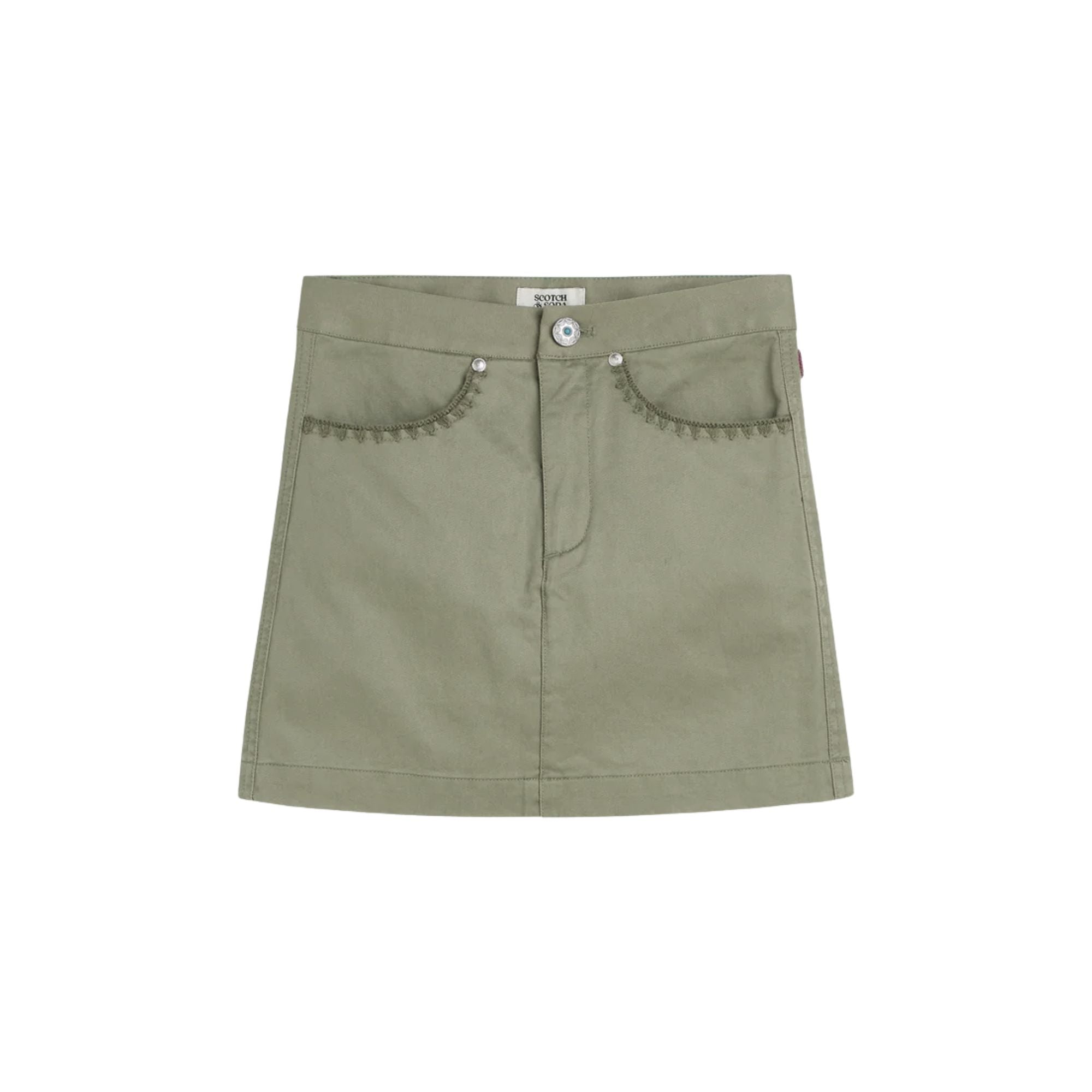 Washed Twill Mini Skirt | Oil Green