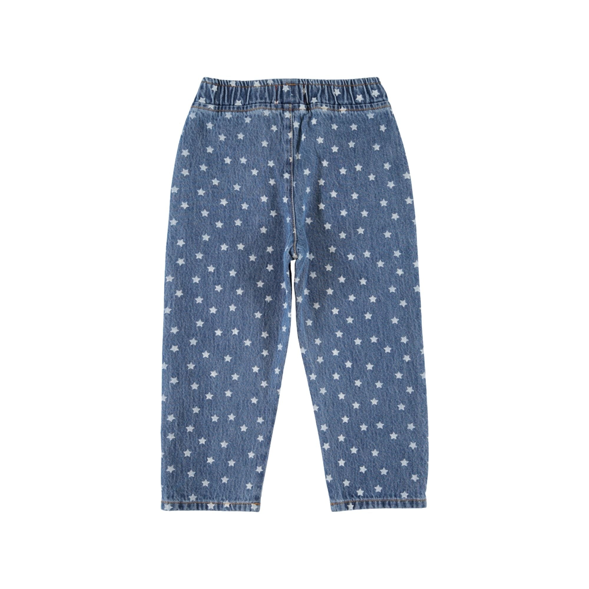 Trousers | Washed Navy Denim with Stars