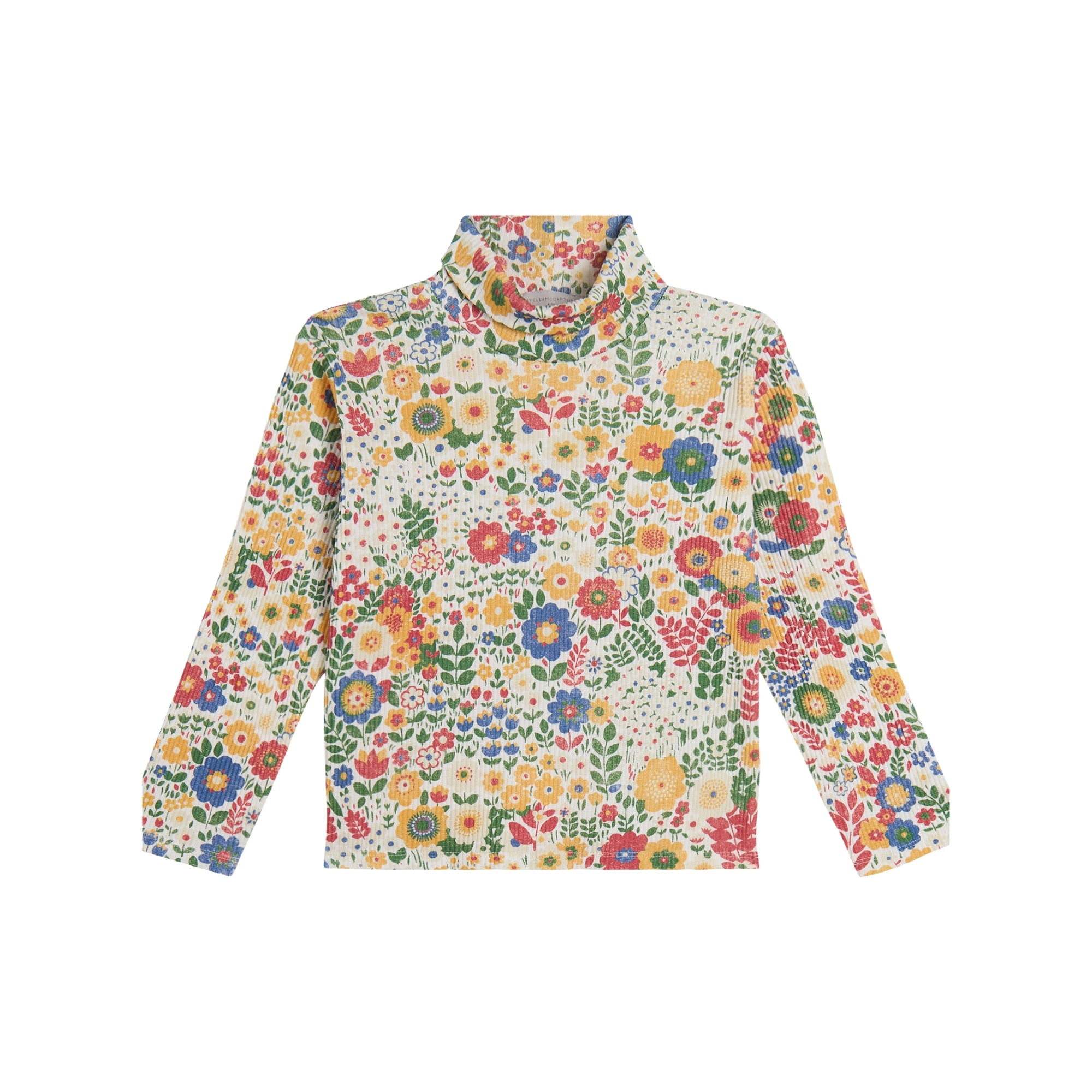 Floral Ribbed Turtleneck Top