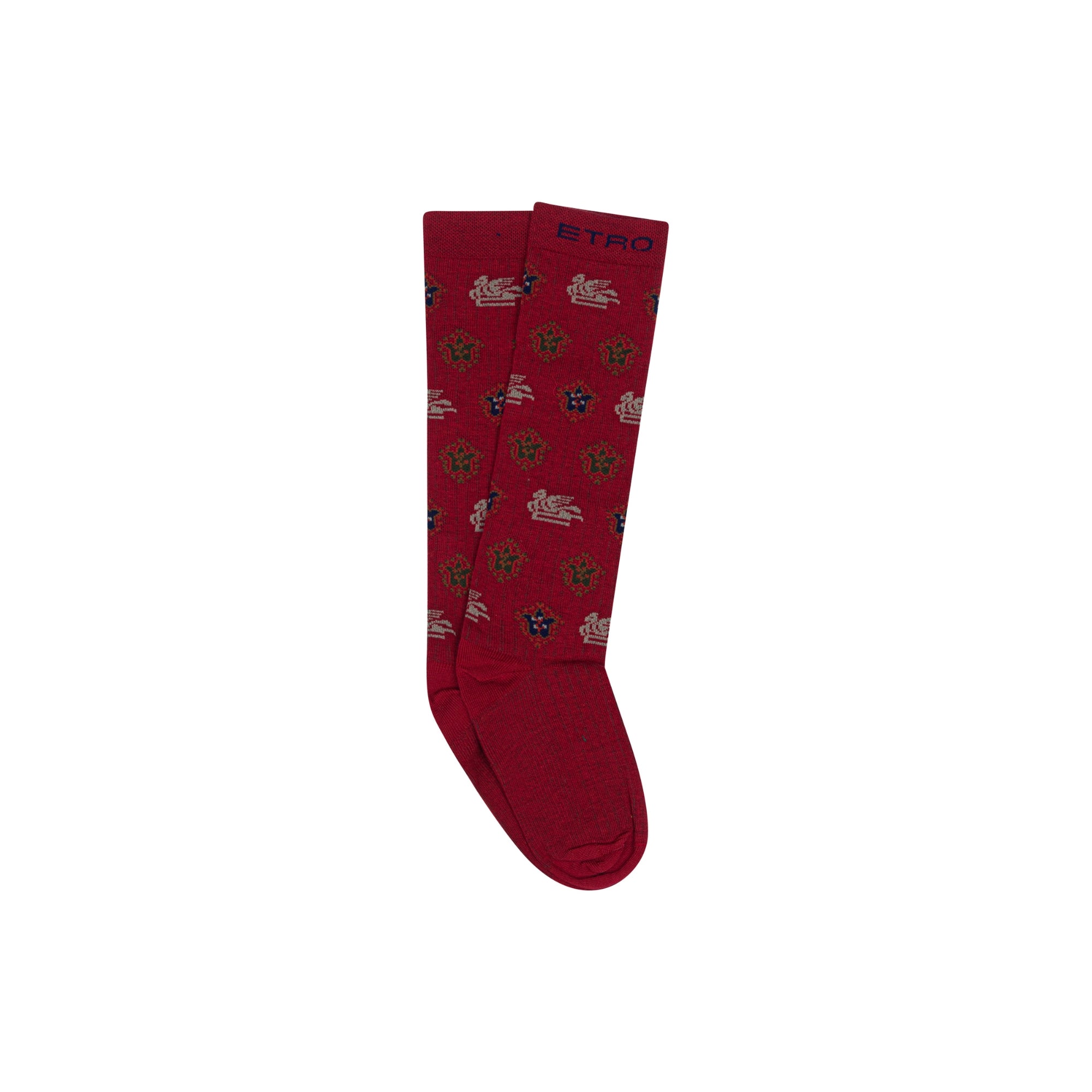Jacquard Socks with Coat-Of-Arms Motif | Red
