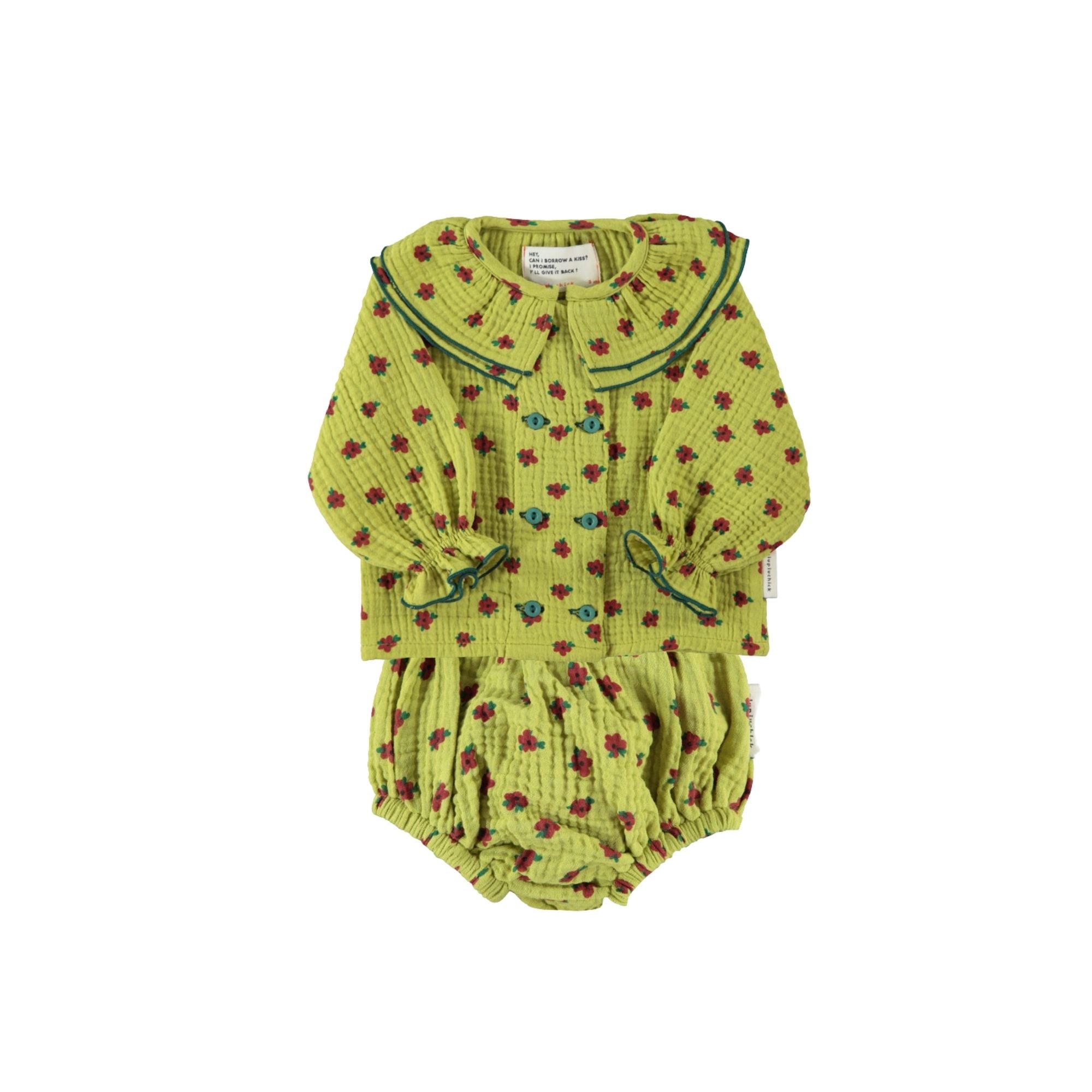 Baby Set | Pistachio Green with Flowers