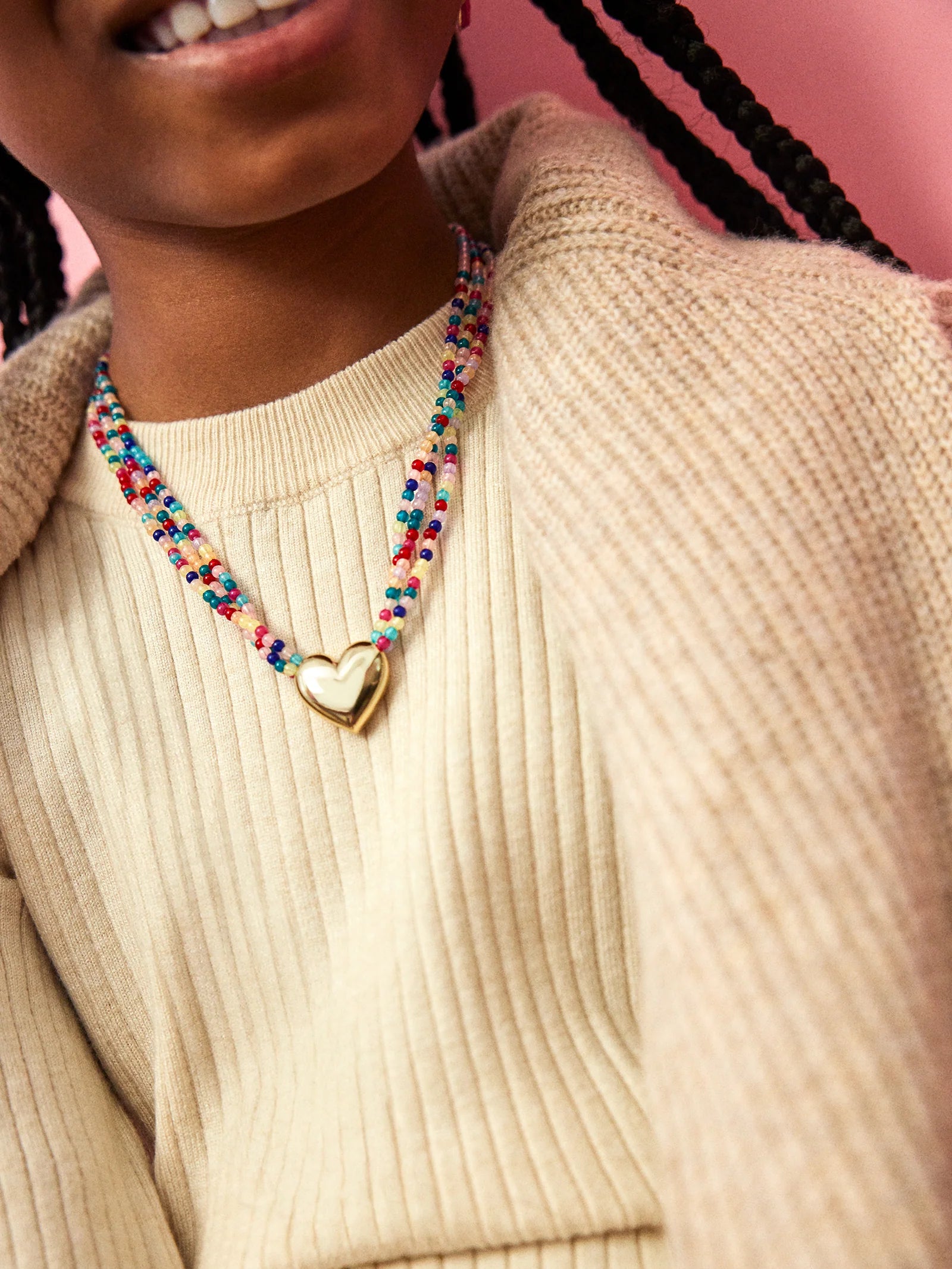 Millie Bubble Heart Necklace | Multi Beads