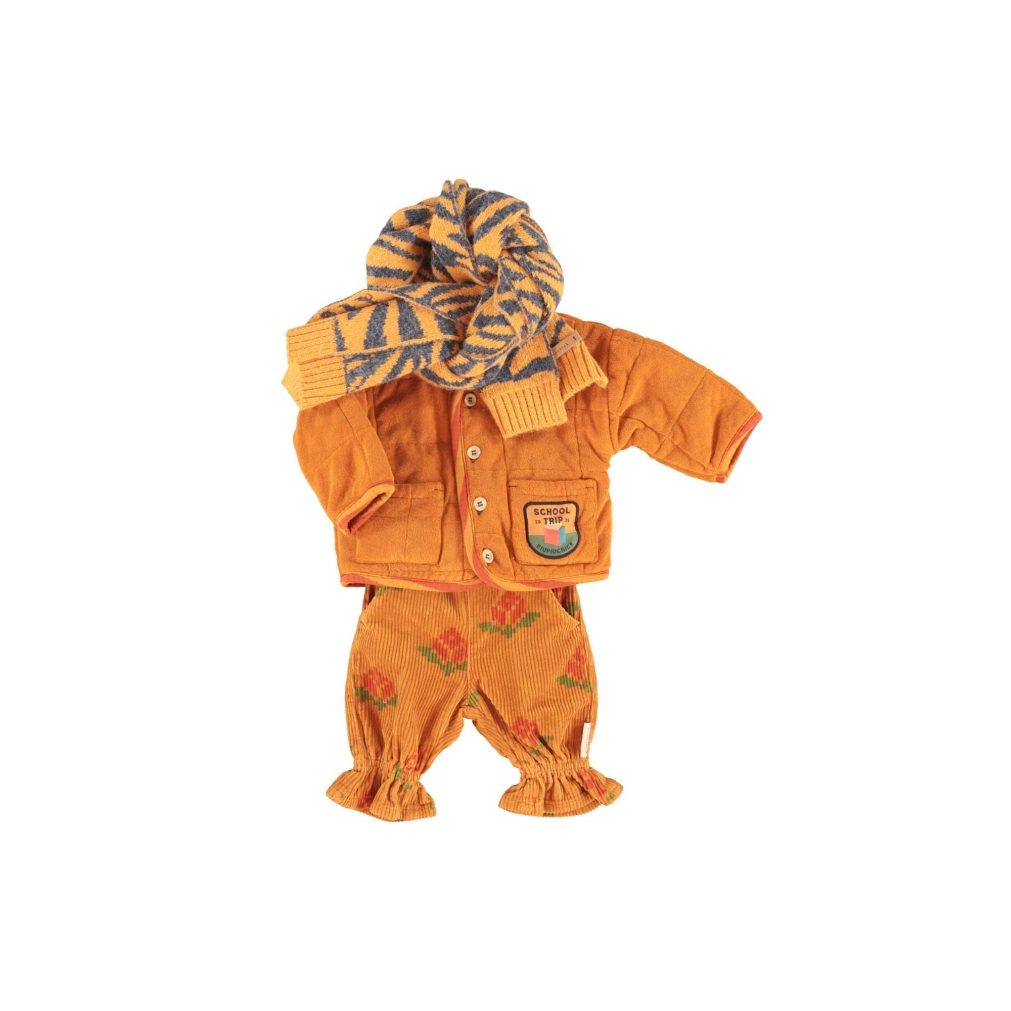 Ruffle Trousers | Camel with Flowers