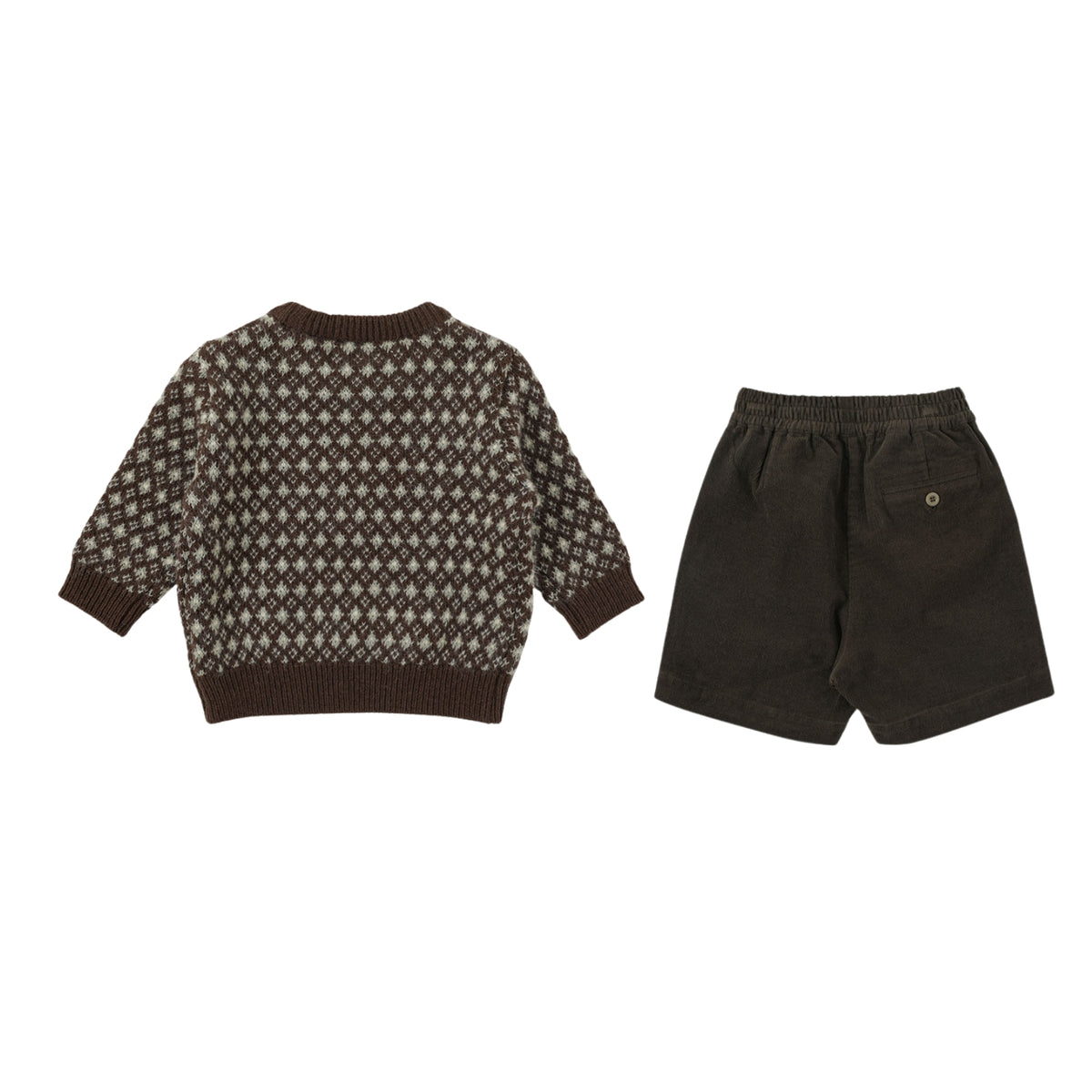 Maribel Knit & Corduroy Shorts | Dark Brown & Khaki