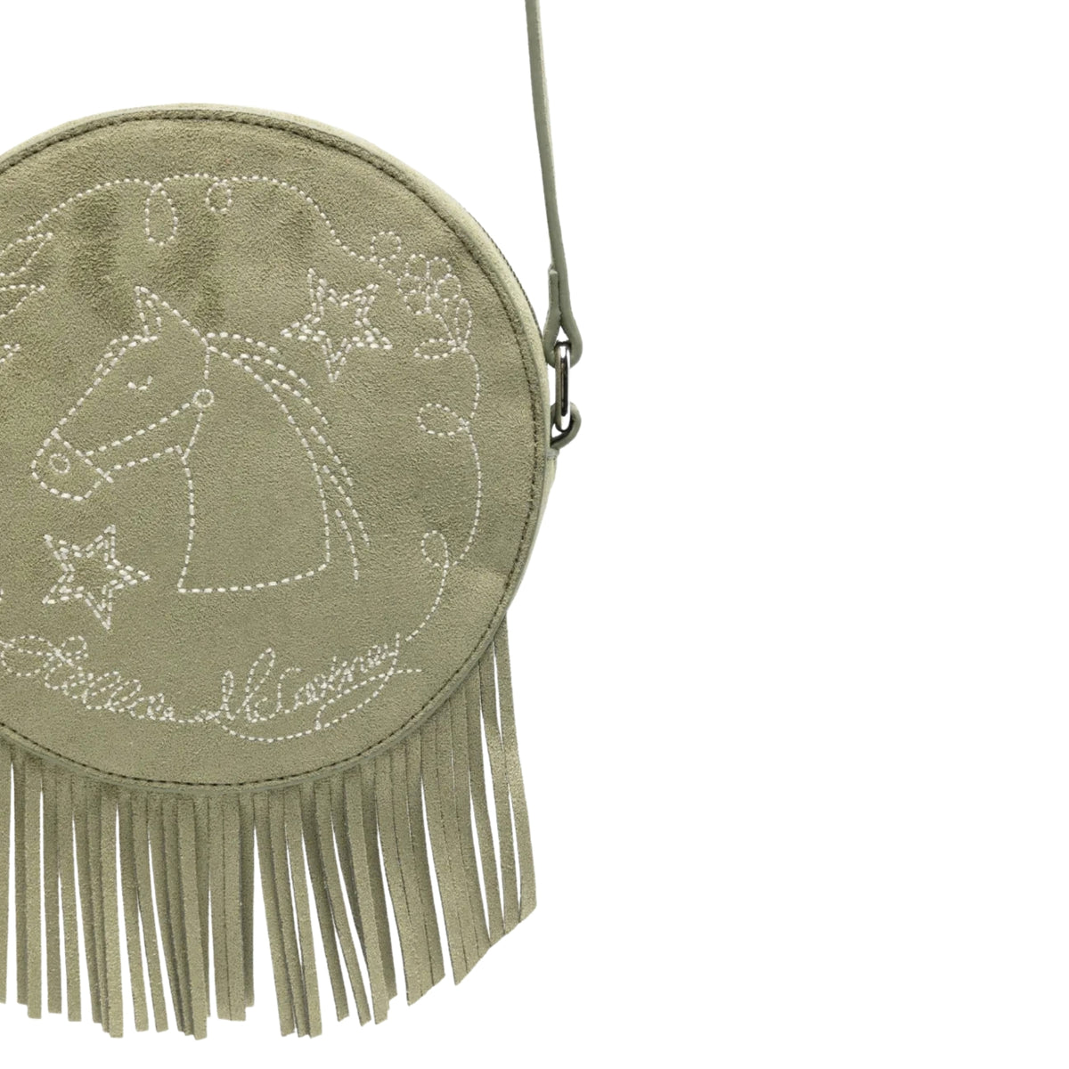 Fringe Trim Embroidered Bag | Green