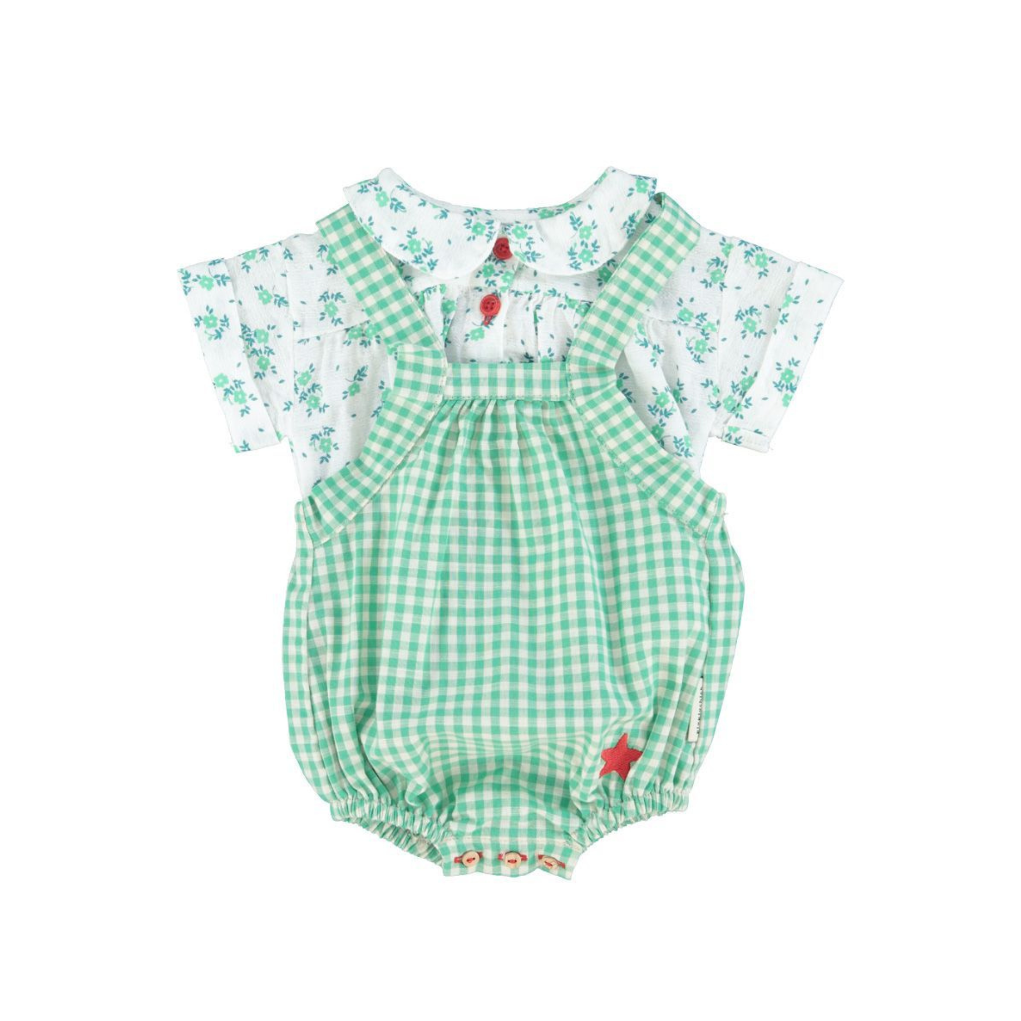 Flower Print Peter Pan Collar Shirt | Ecru/Green