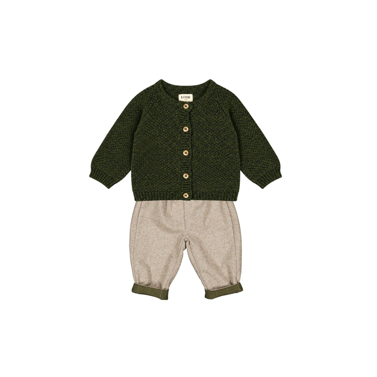 Cob Cardigan & Reviersable Trousers Set | Green