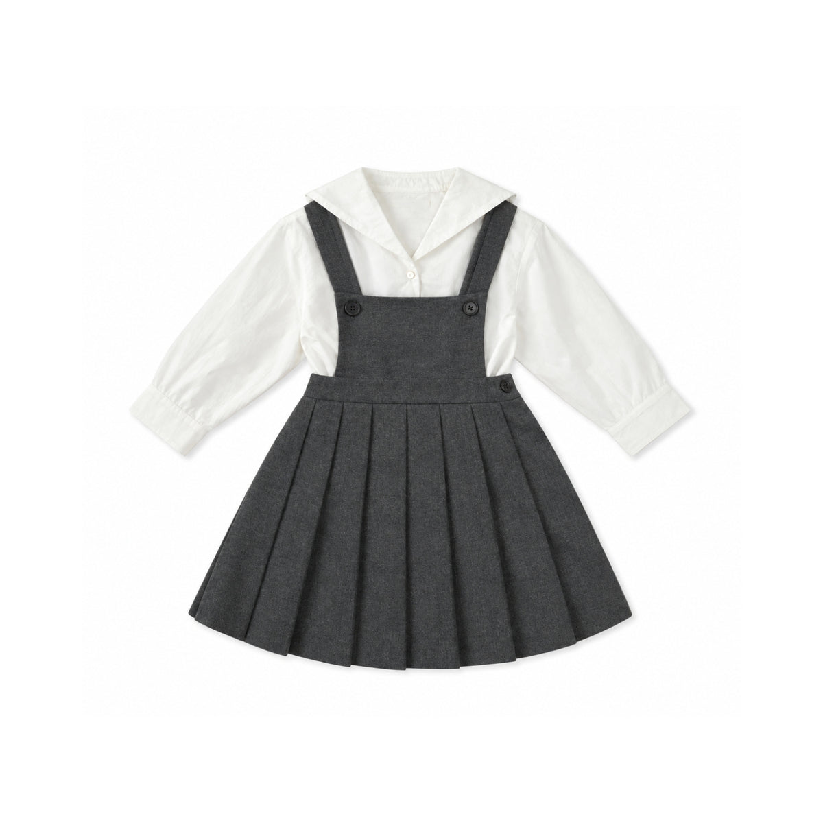 Wool Pleats Oveall Skirt | Charcoal