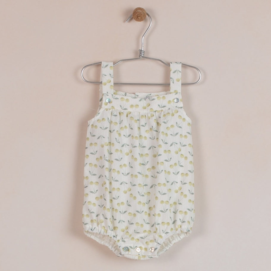 Cherry Seersucker Romper | Yellow