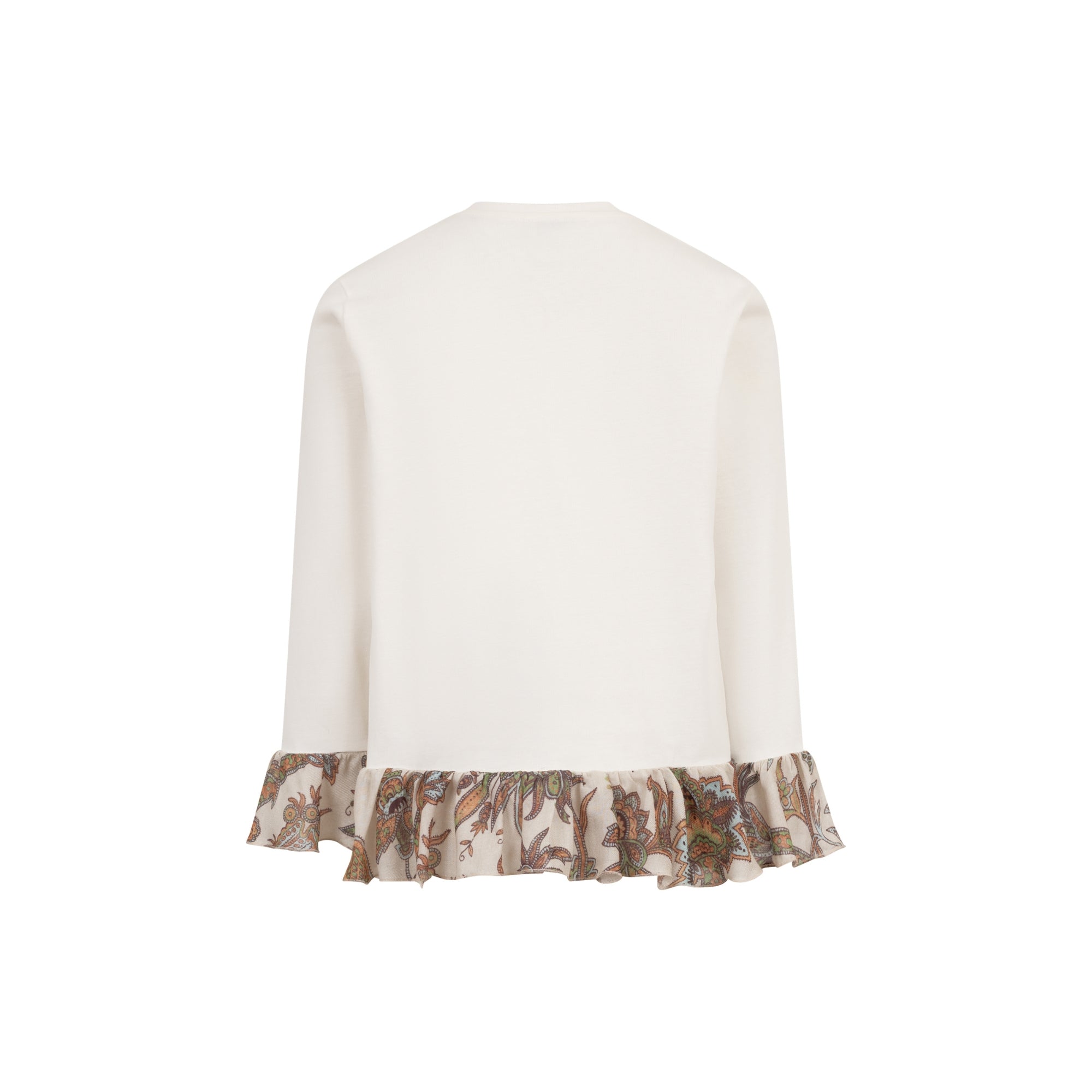 Ruffled Paisley Hem T-shirt | Ivory