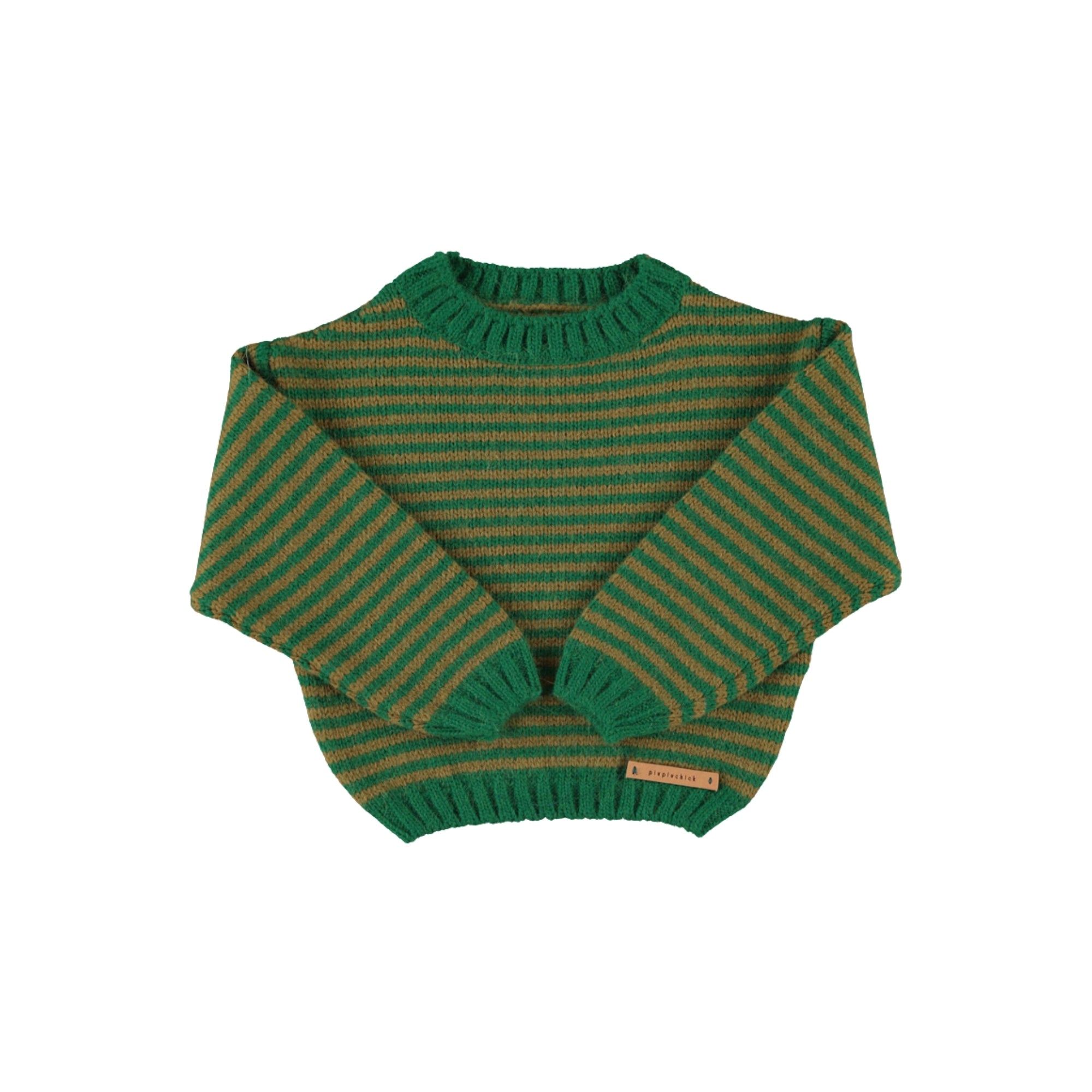 Knitted Sweater | Green & Brown Stripes