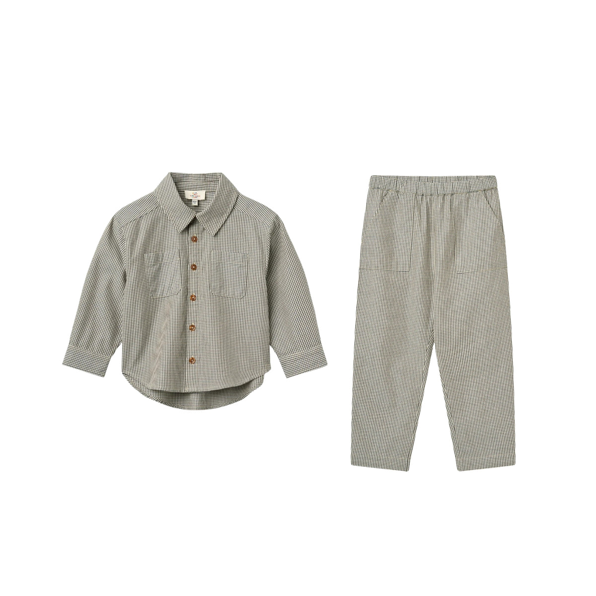 Checkered Shirt and Pant Set | Blue And Brown