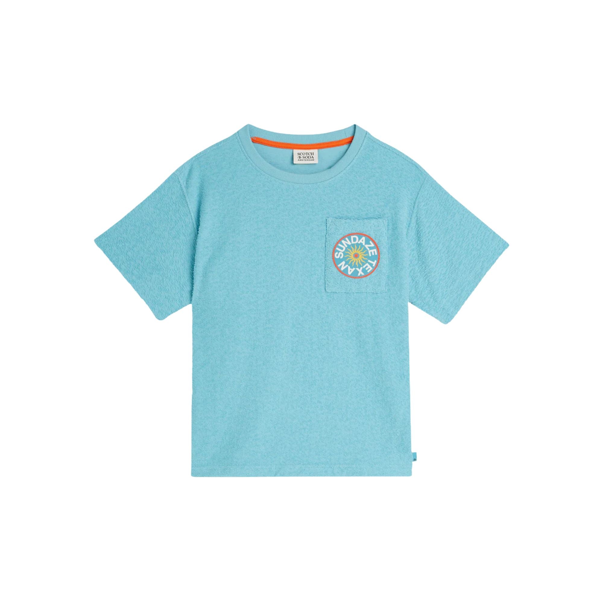 Jacquard Towelling T-shirt | Milky Blue