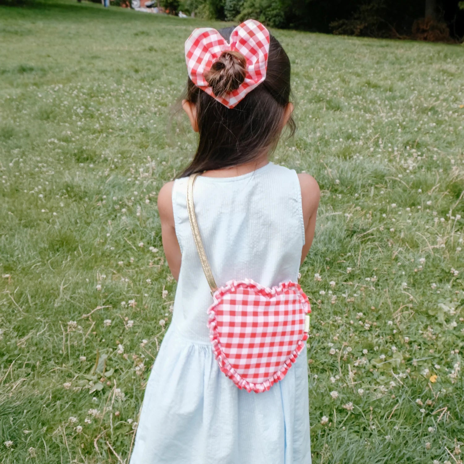 Gingham Love Heart Scrunchie