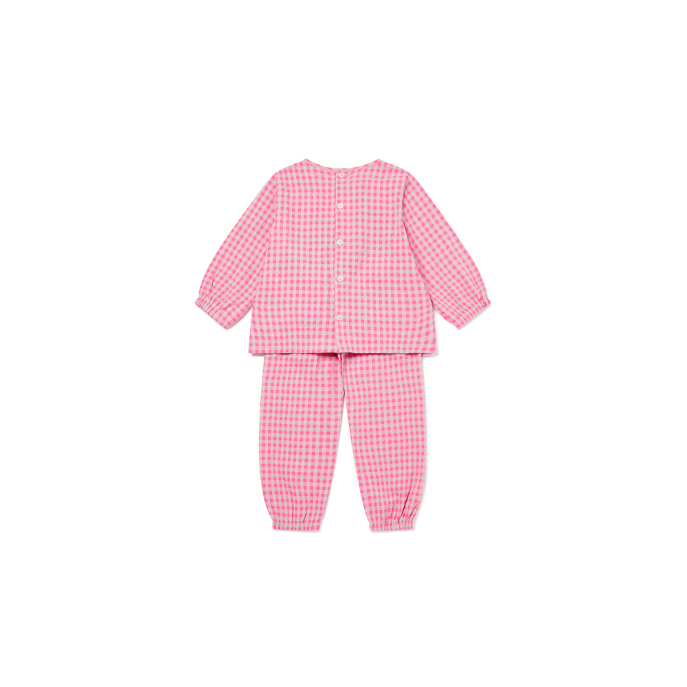 Kids Balloon Pyjama Set | Hot Pink Gingham