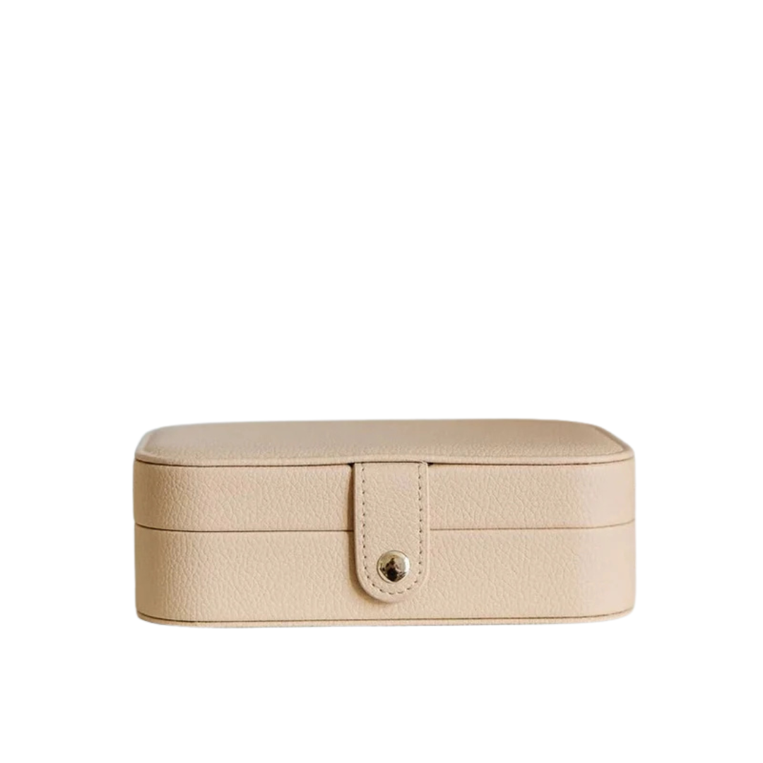 Brigitte Leather Travel Jewelry Box | Beige