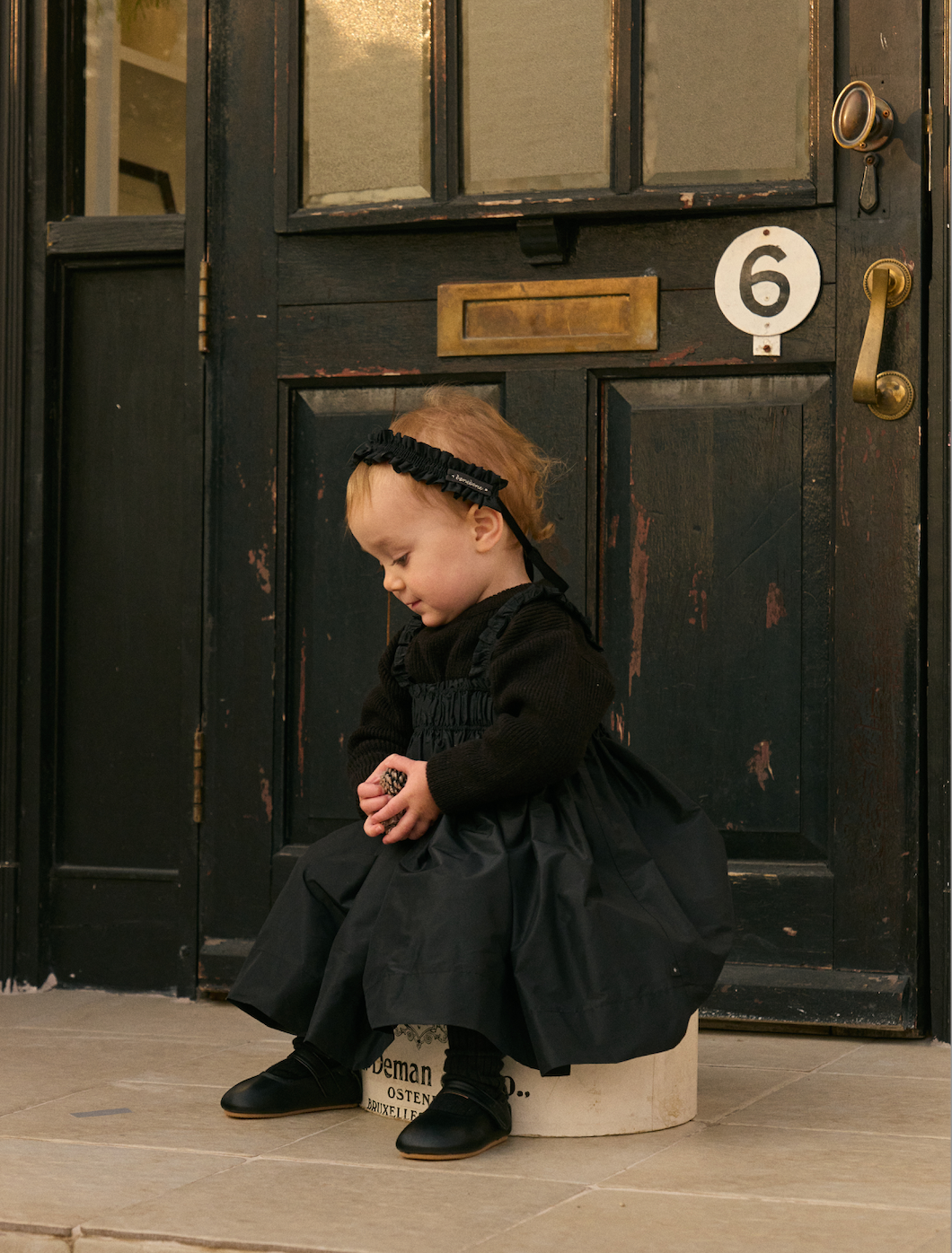 Taffeta Frill Dress | Black