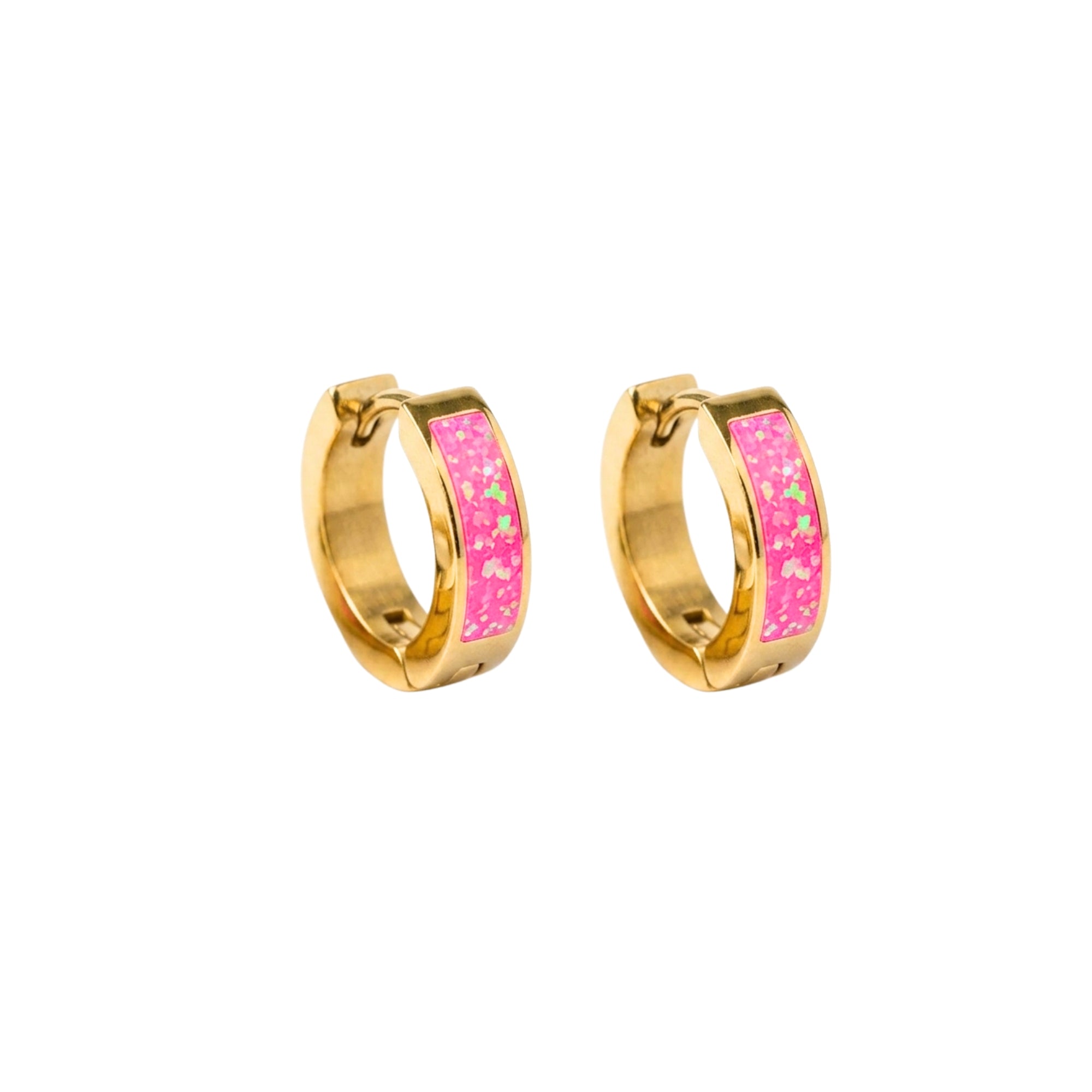 Neon Pink Opal Huggies