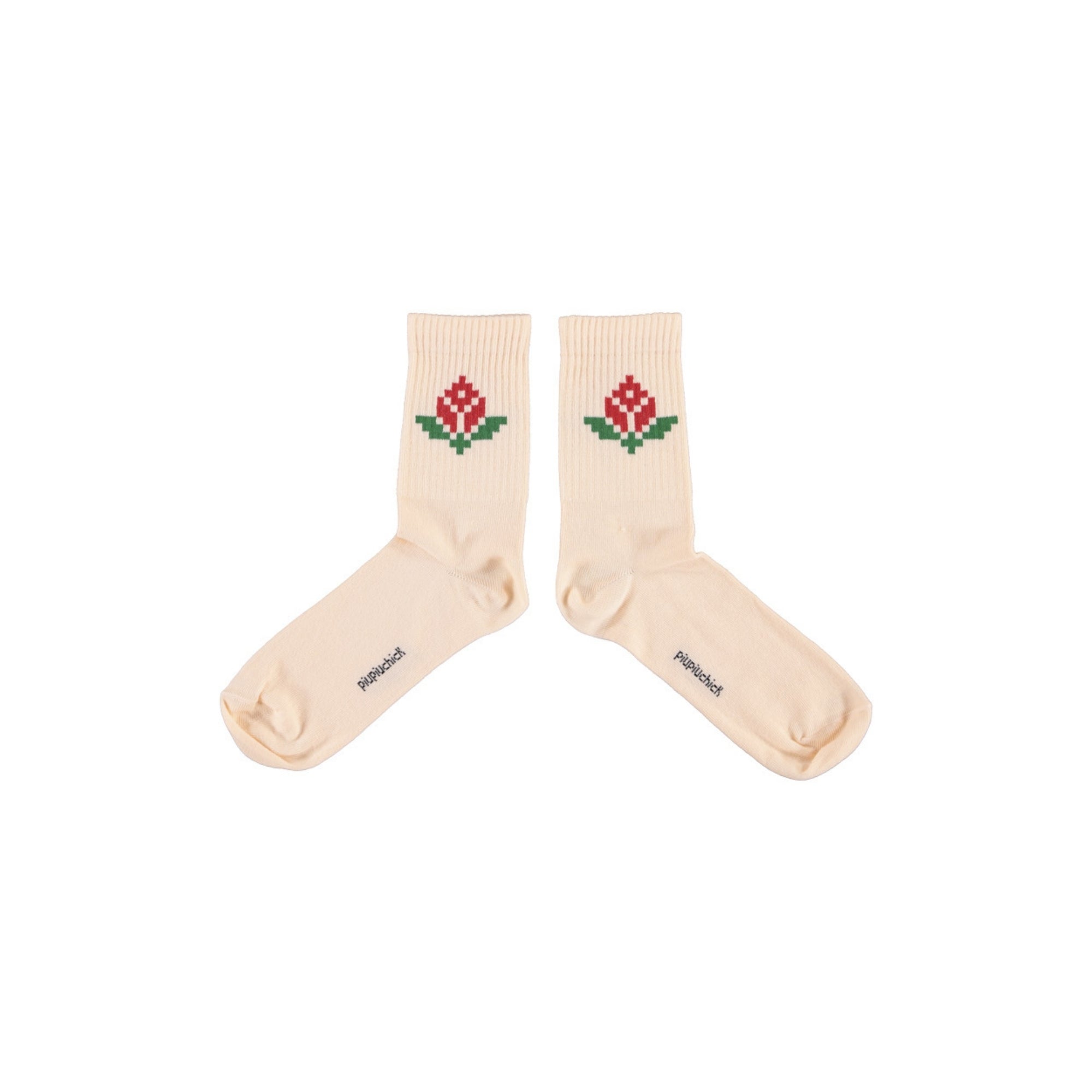 Socks | Light Pink with Red Flower