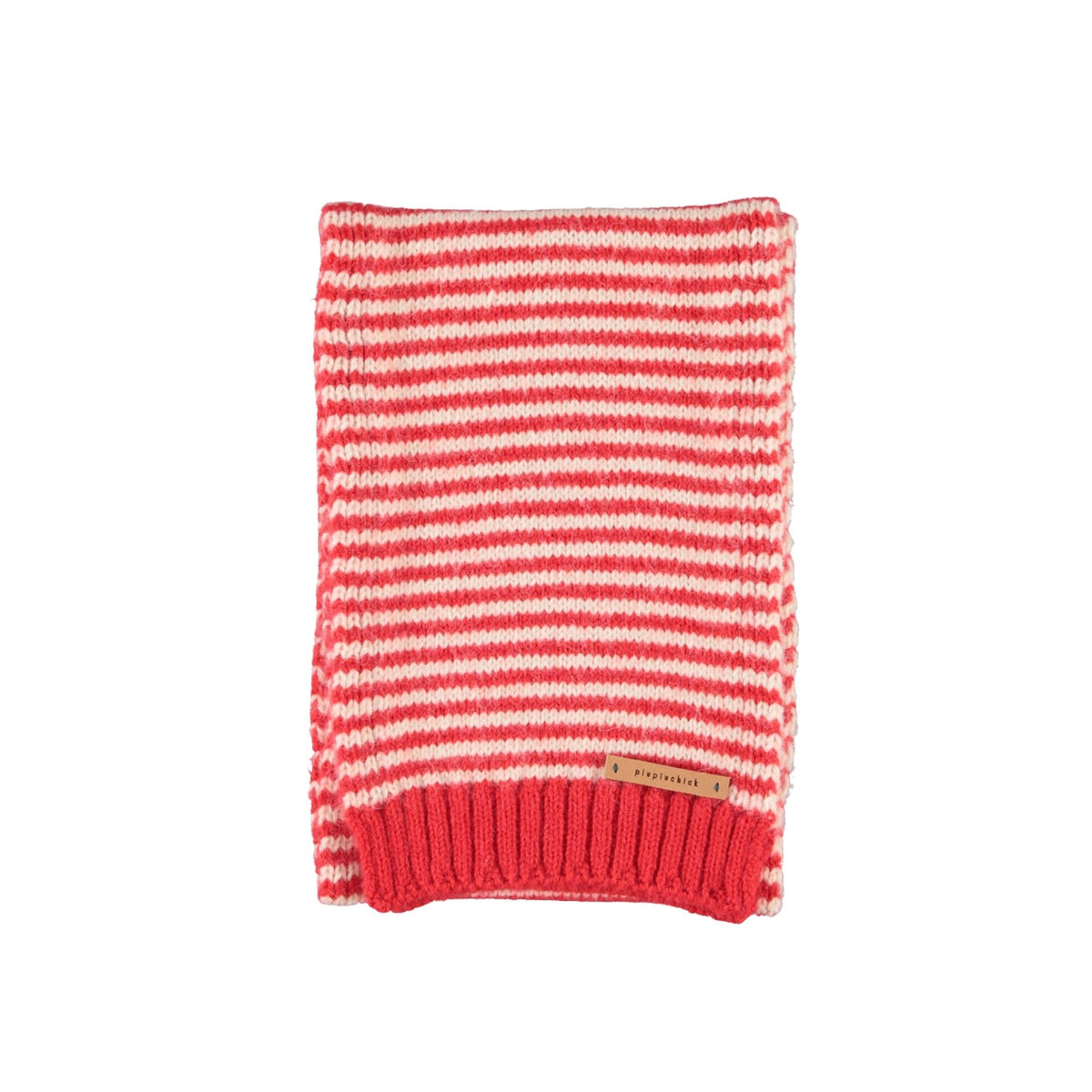 Knitted Scarf | Ecru & Red Stripes