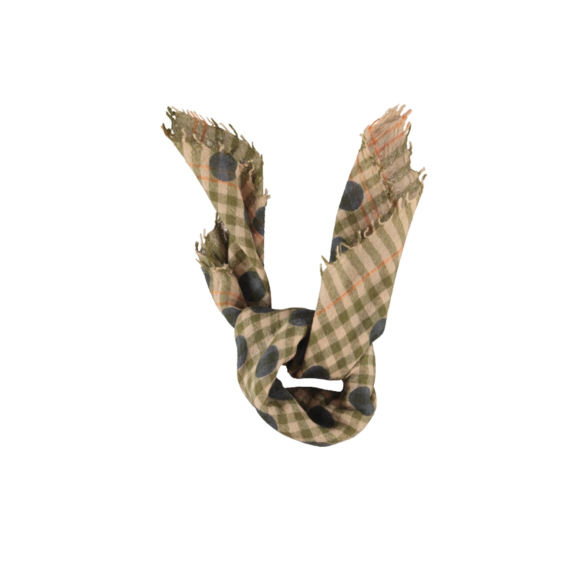 Scarf | Green Checkered with Polka Dots