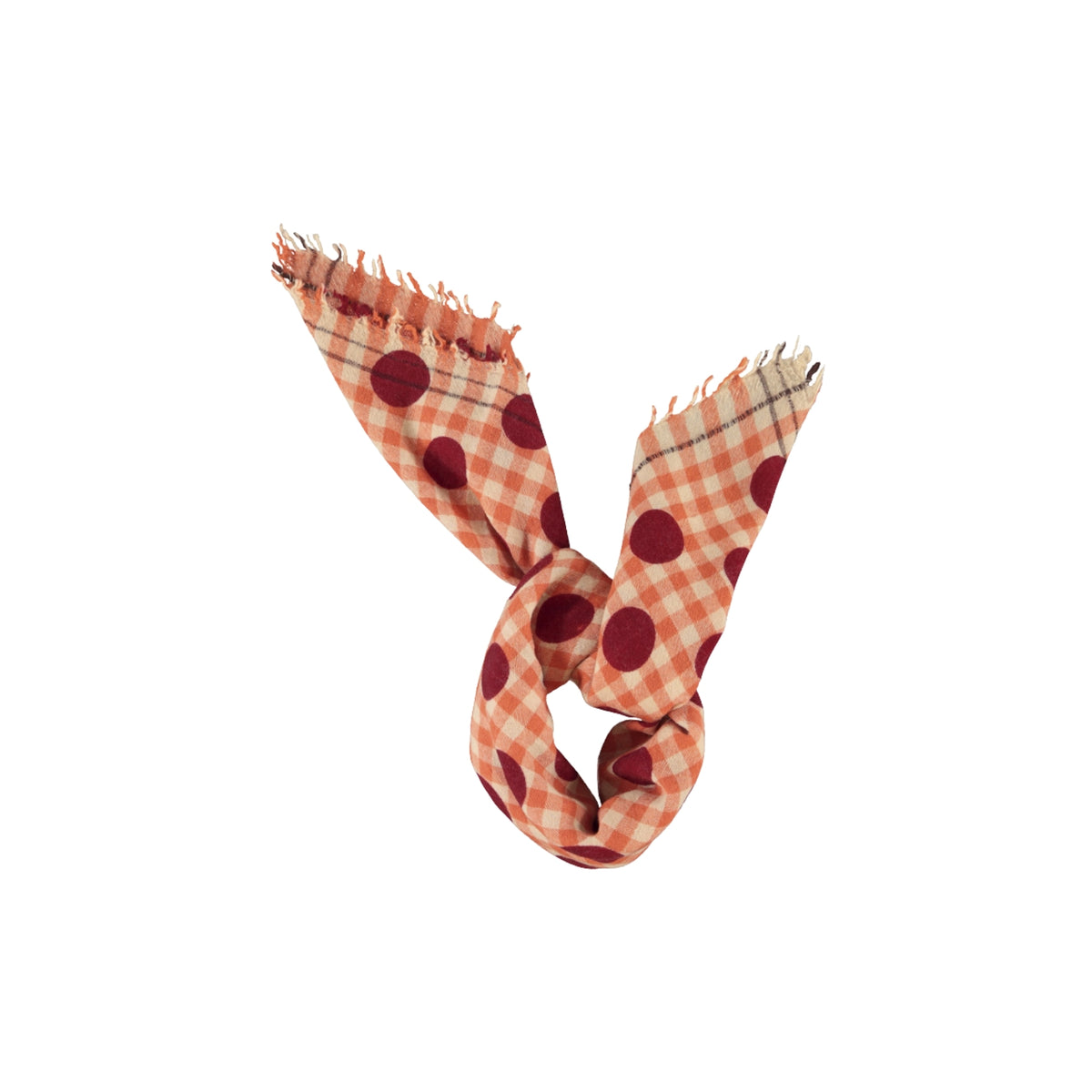 Scarf | Orange Checkered with Polka Dots