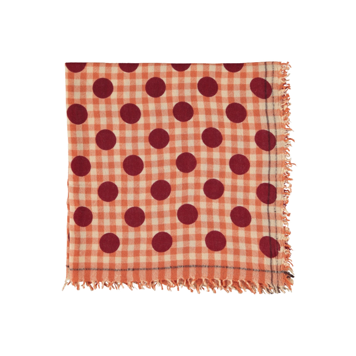 Scarf | Orange Checkered with Polka Dots