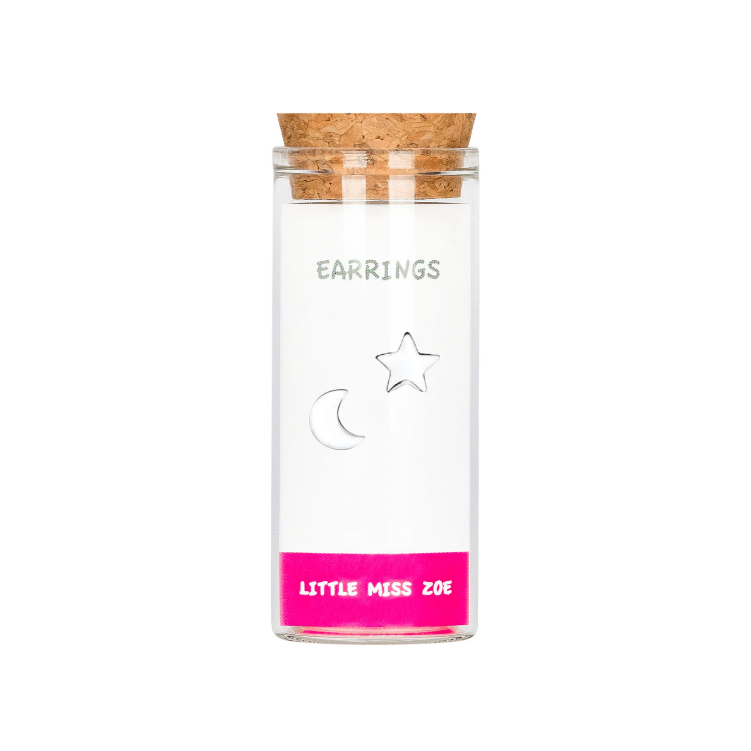 Moon Star Stud Bottled Earrings | Silver