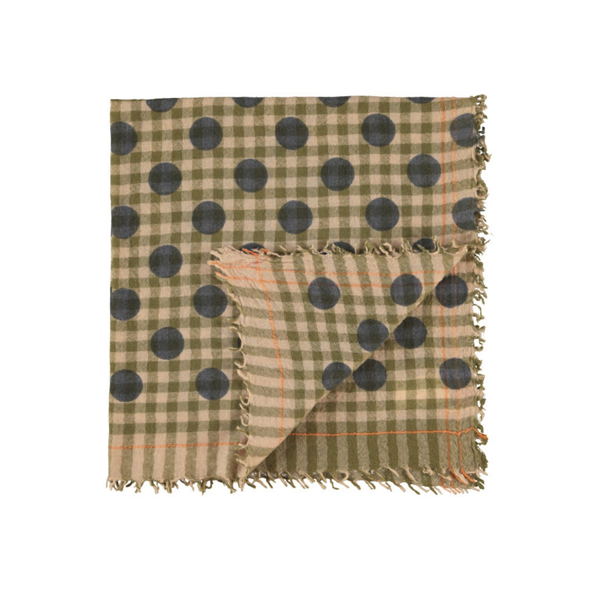 Scarf | Green Checkered with Polka Dots