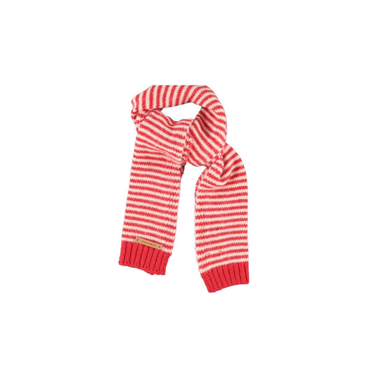 Knitted Scarf | Ecru & Red Stripes