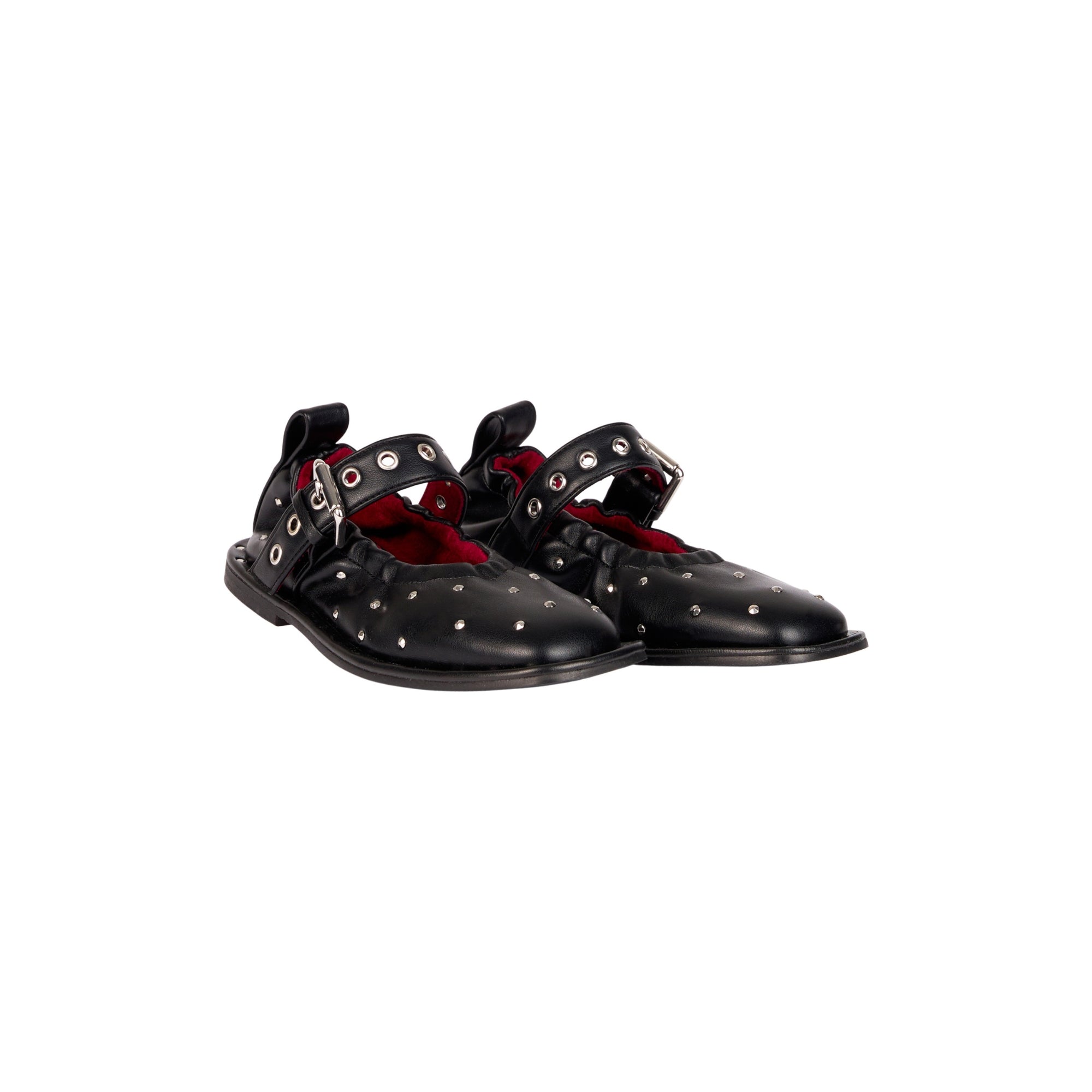 Studded Mary Jane Flats | Black