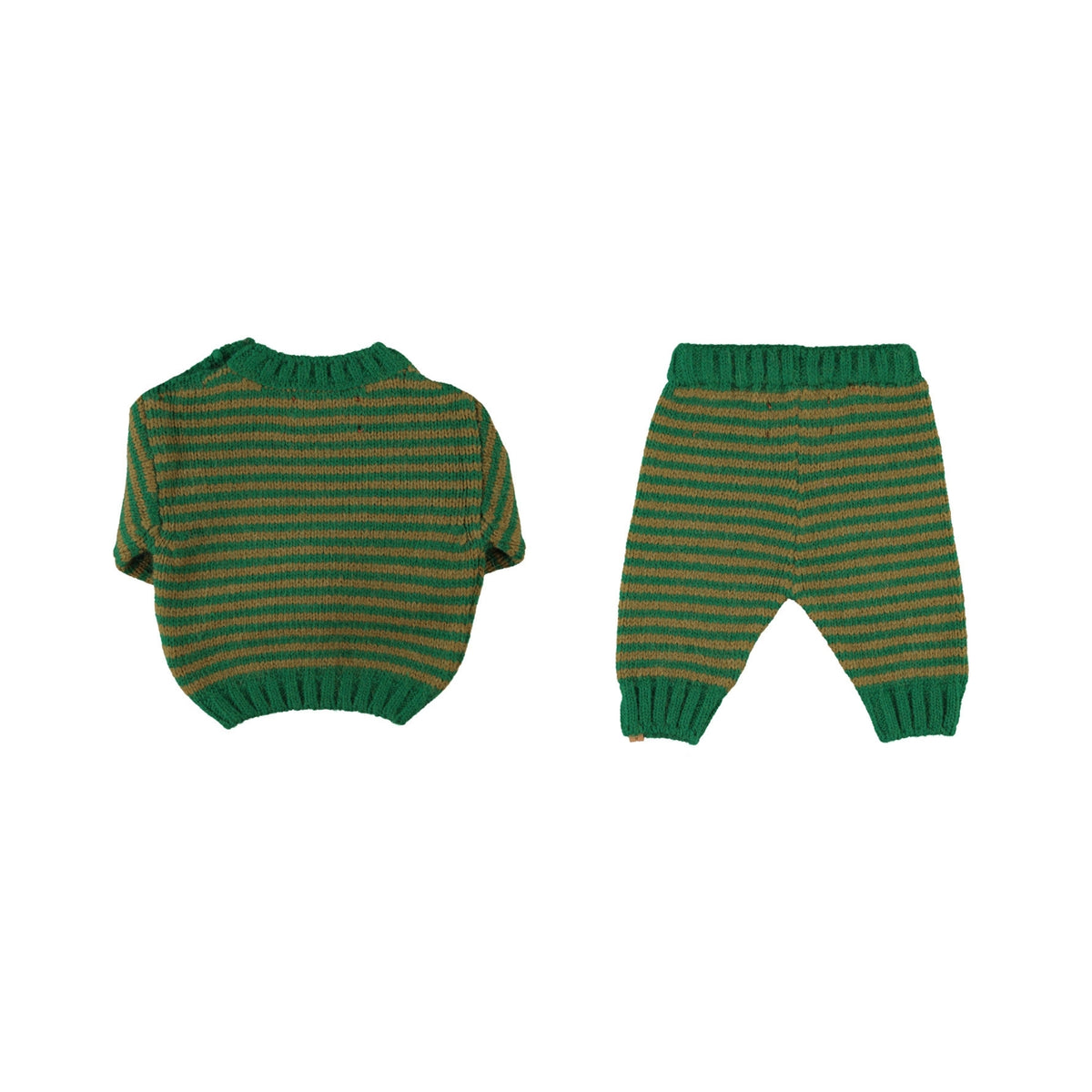 Knitted Baby Set | Green & Brown Stripes