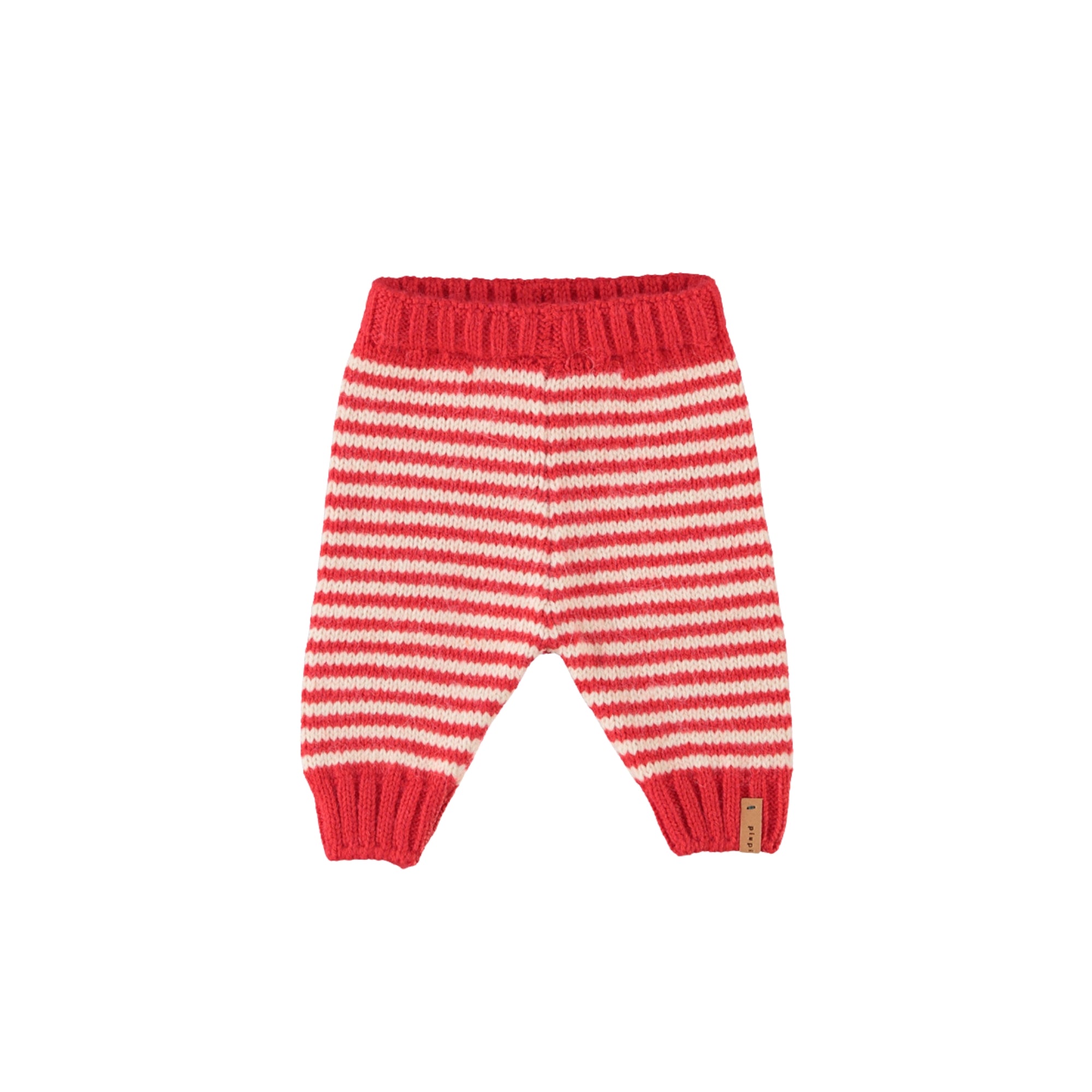 Knitted Leggings | Ecru & Red Stripes