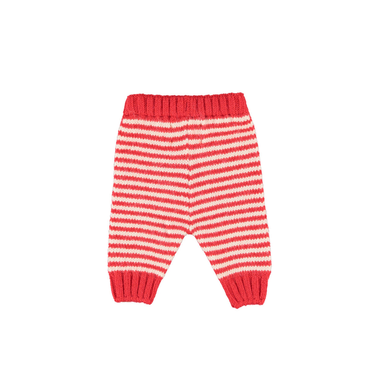 Knitted Leggings | Ecru & Red Stripes