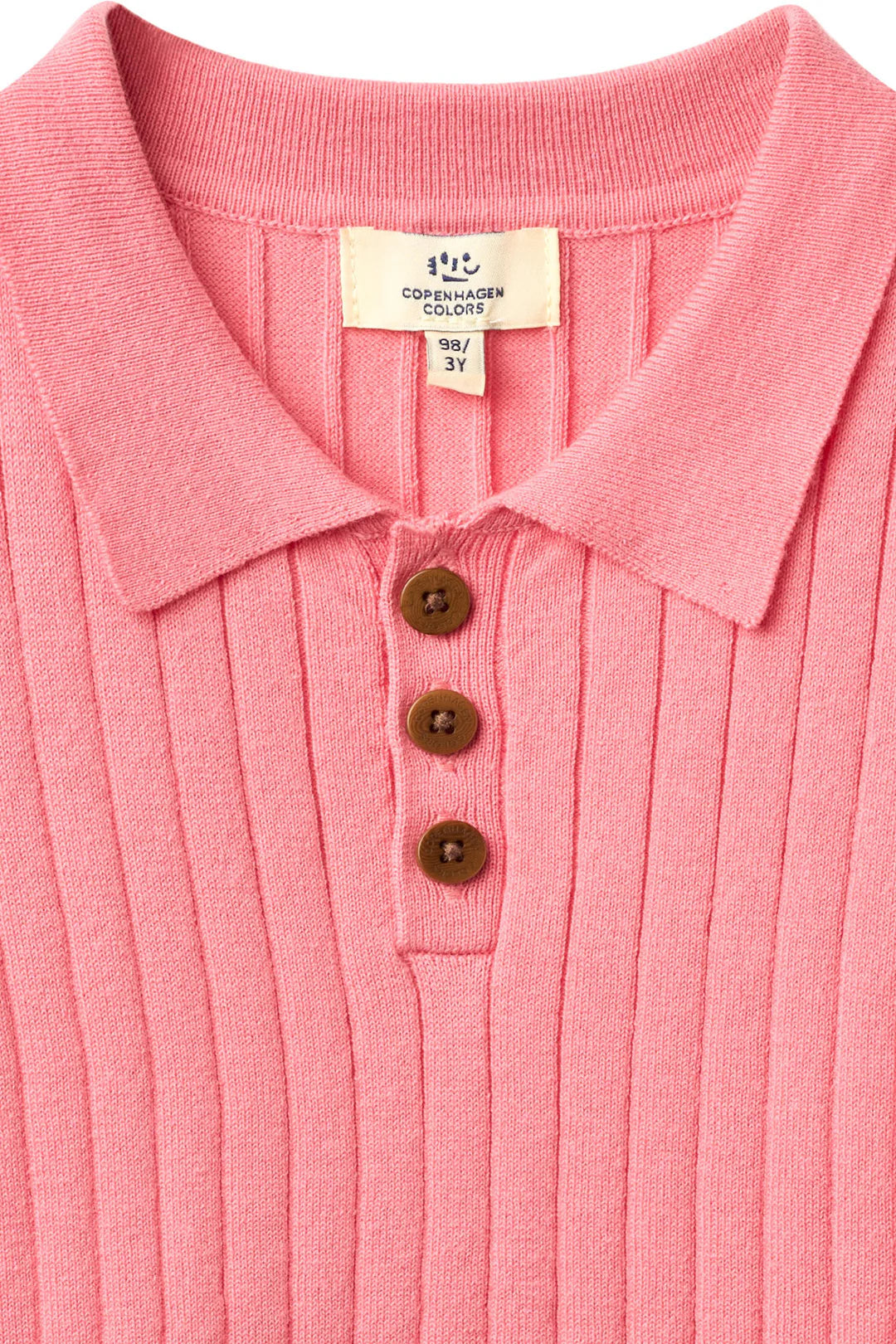 Rib Knitted Polo | Pink & Cream