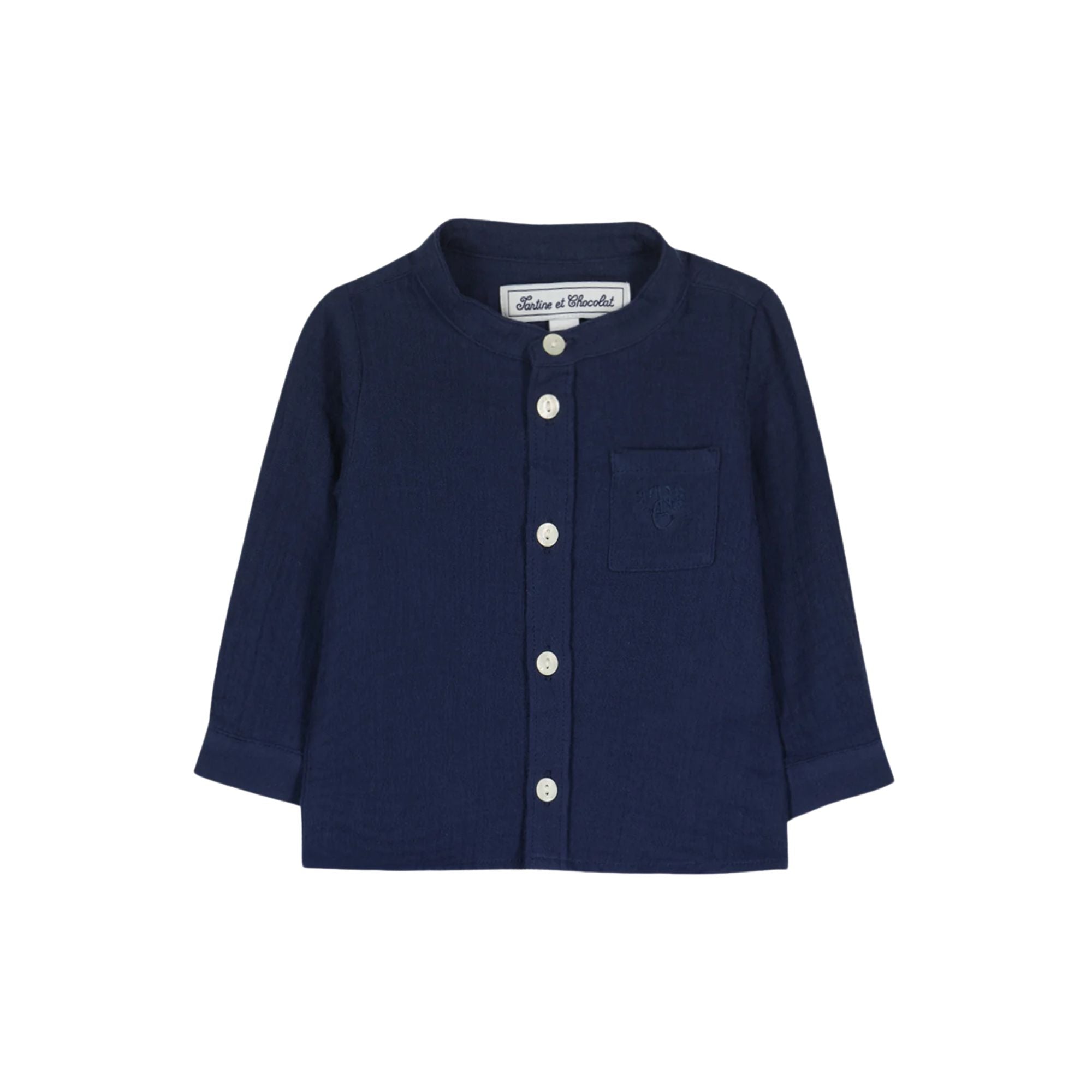 Mao Collar Shirt | Navy