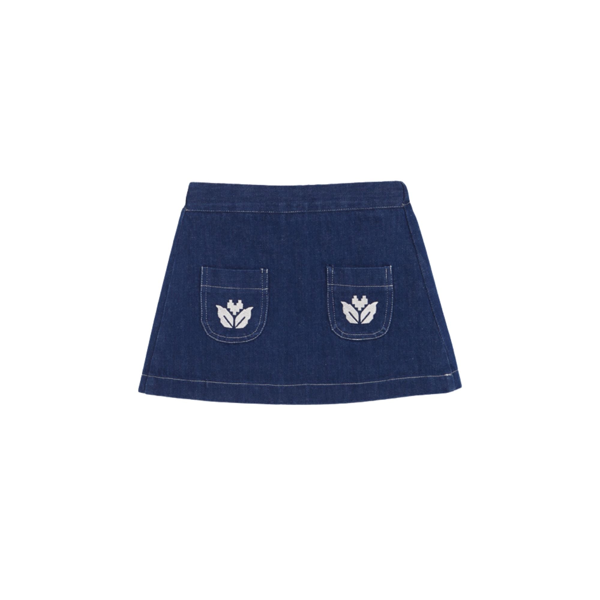 Denim Embroidered Mini Skirt