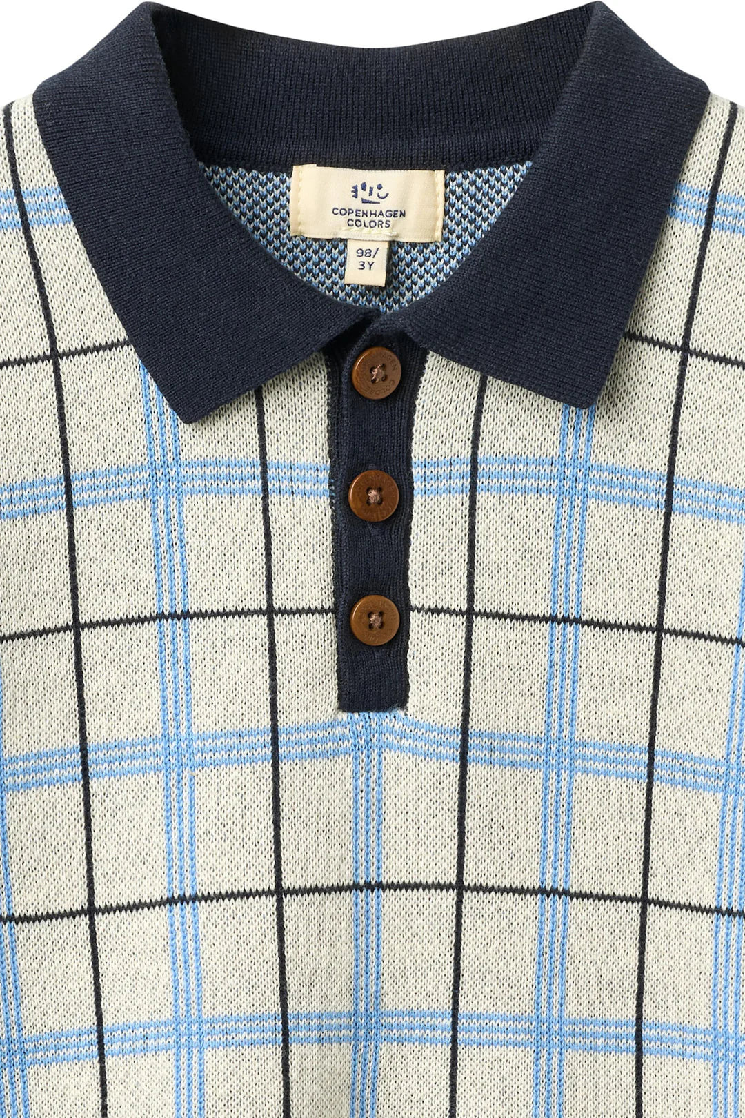 Knitted Checkered Polo | Navy