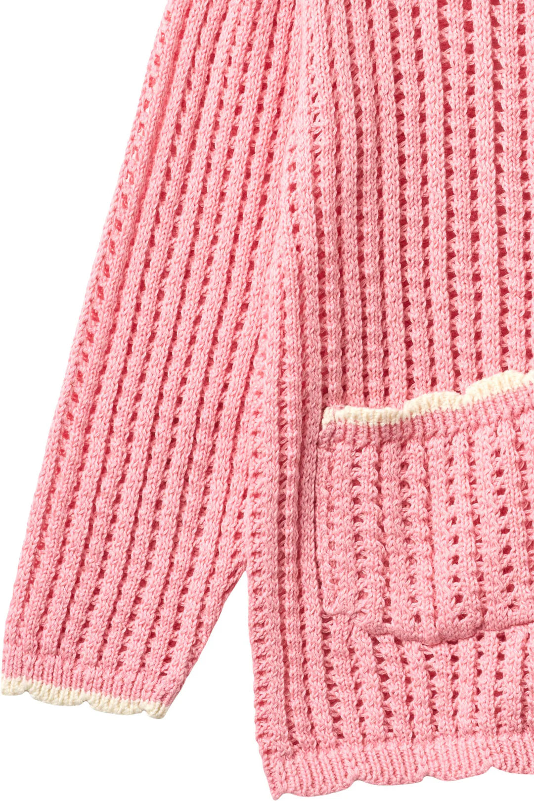 Crochet Long Sleeve Cardigan | Pink & Cream