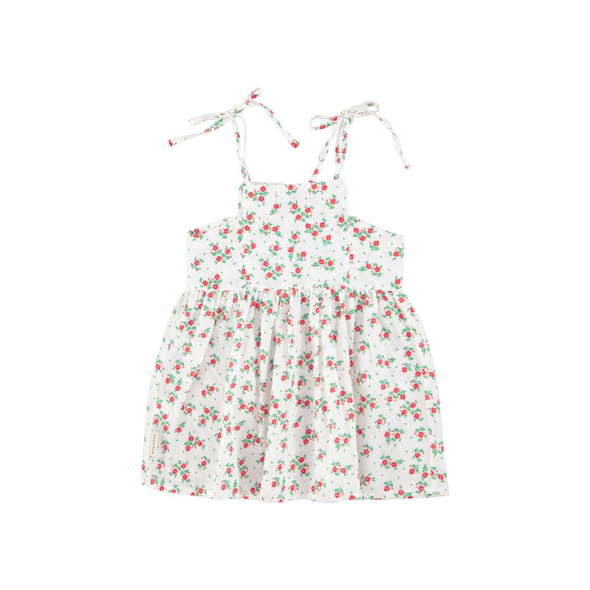 Flower Print Short Dress | Ecru/Red