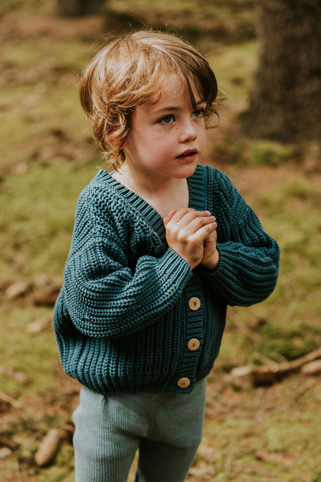 Chunky Knitted Cardigan | Petrol