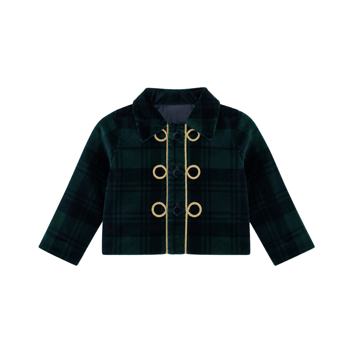 Calcedonio Tartan Velvet Jacket | Blue Green