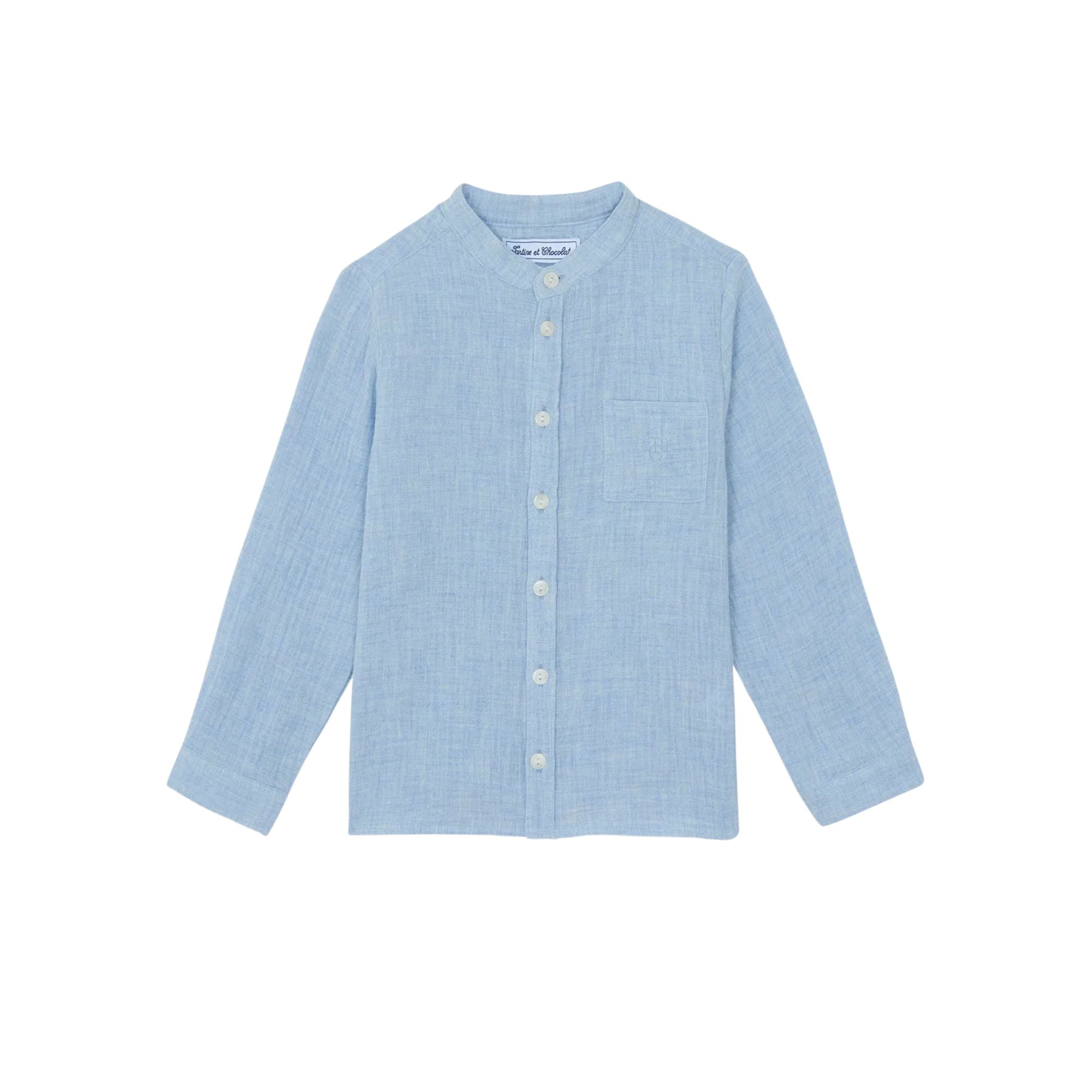 Mao Collar Shirt | Blue