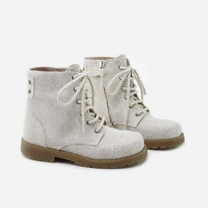 Linen Lace Up Boots