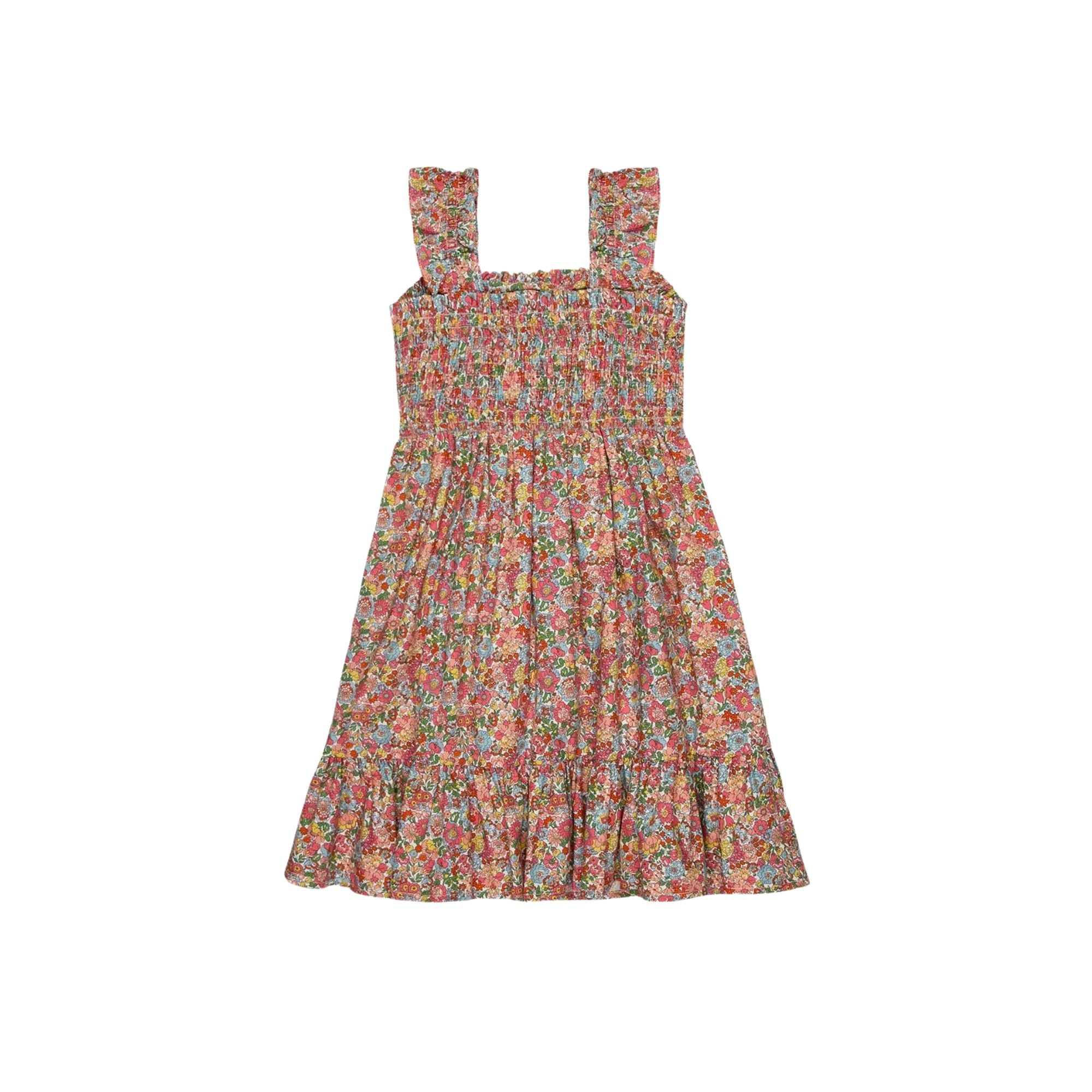 Evelia Hand Smocked Dress | Coral Floral