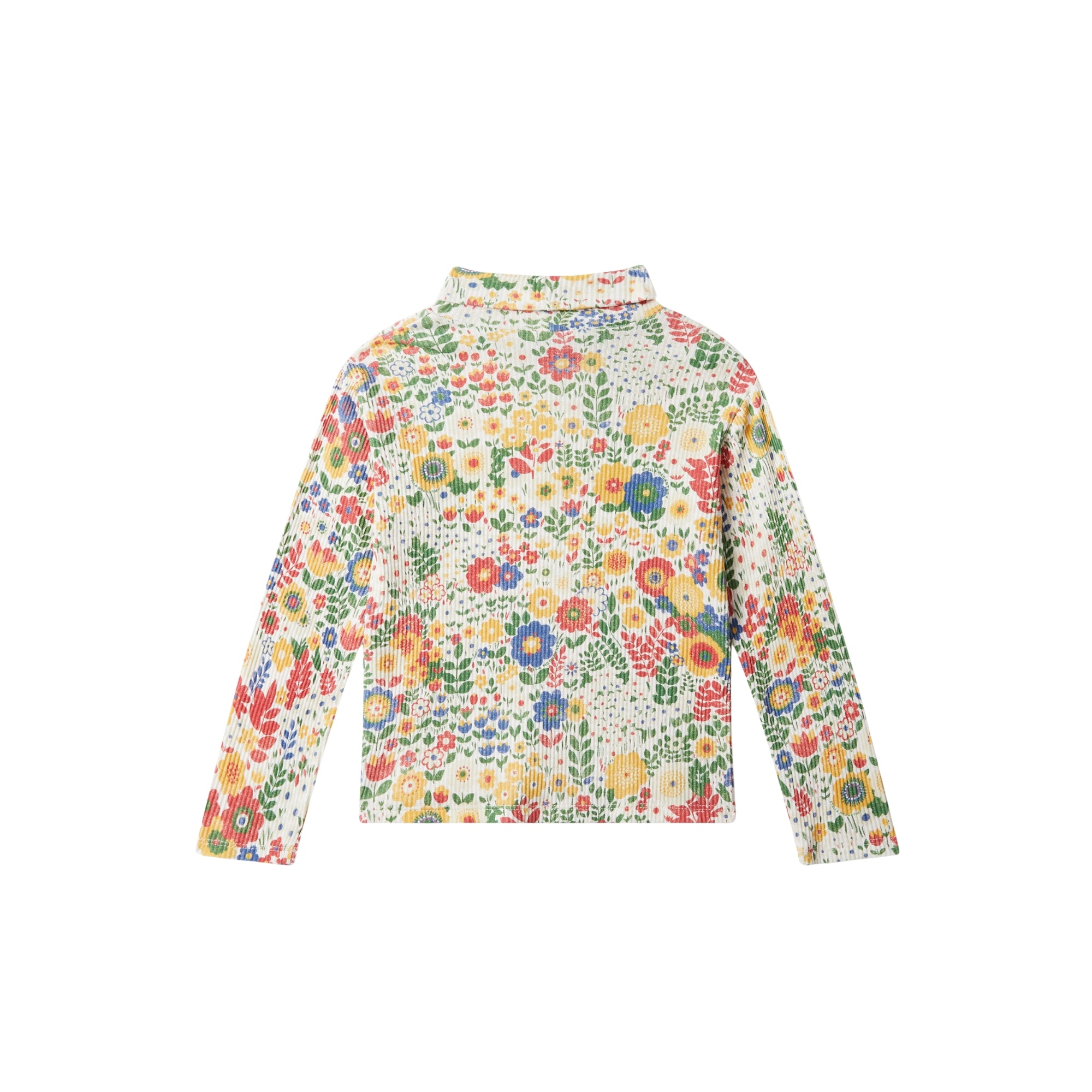 Floral Ribbed Turtleneck Top