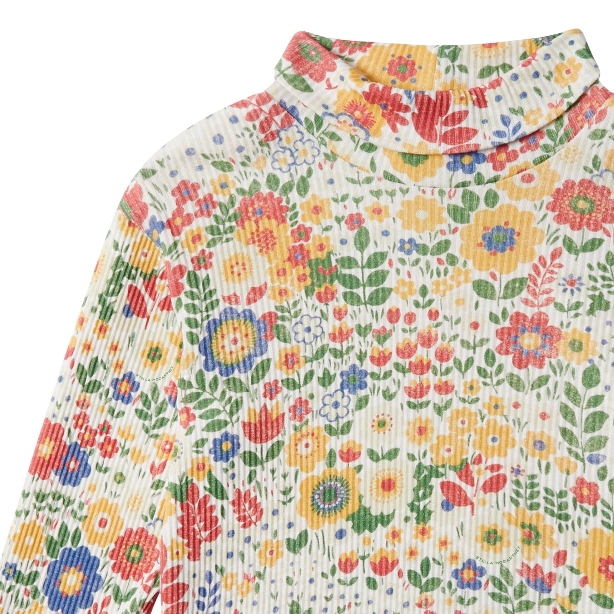 Floral Ribbed Turtleneck Top