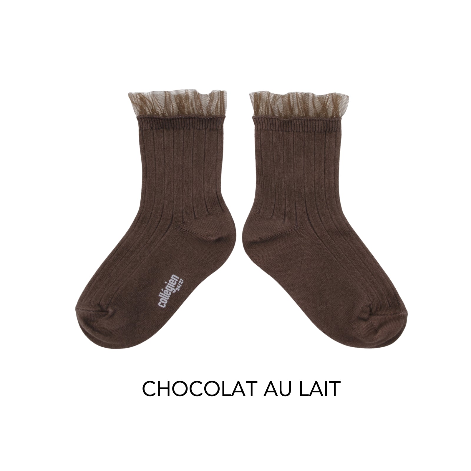 Margaux Tulle Frill Ribbed Ankle Socks